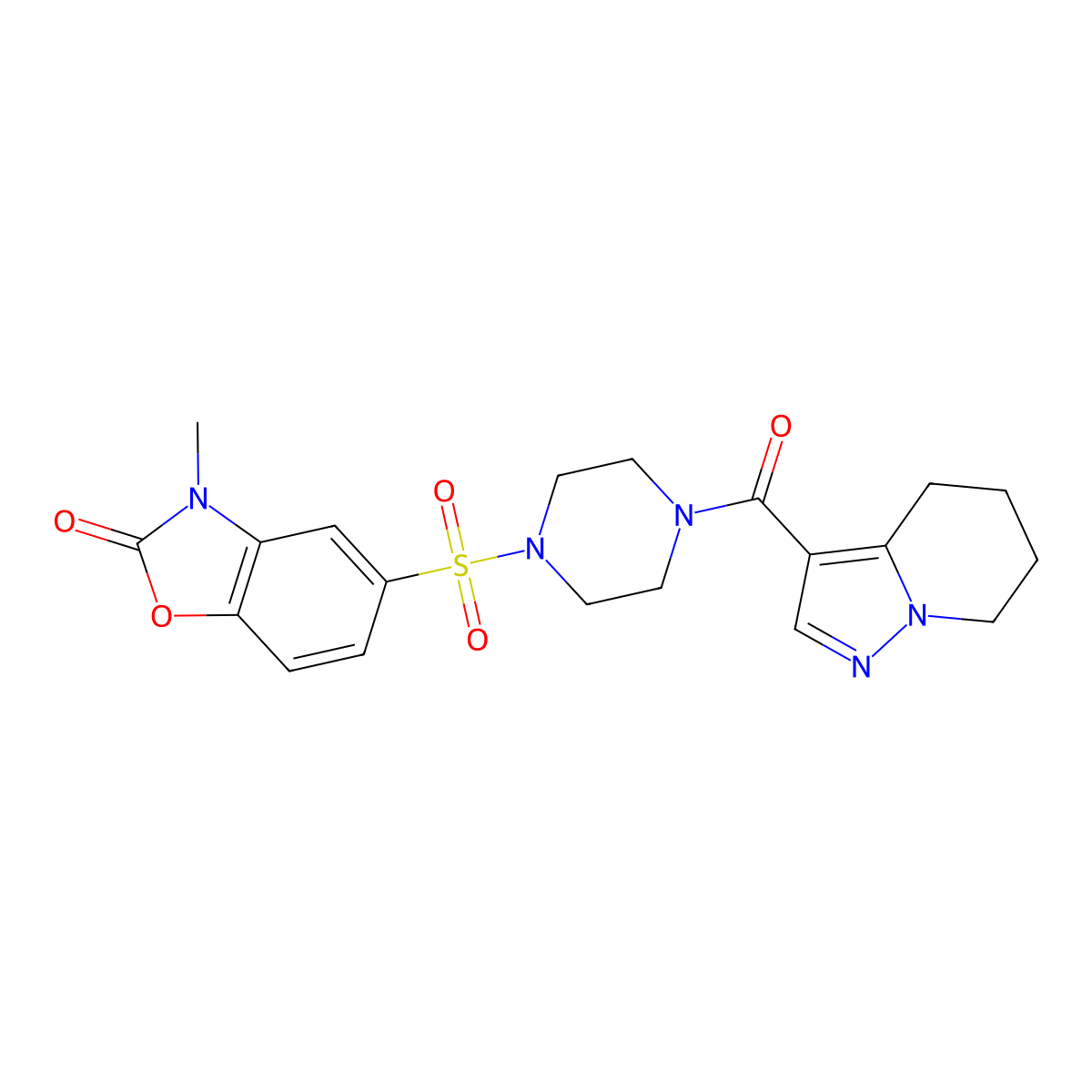 3-methyl-5-((4-(4,5,6,7-tetrahydropyrazolo[1,5-a]pyridine-3-carbonyl)piperazin-1-yl)sulfonyl)benzo[d]oxazol-2(3H)-one molecular structure, CAS 2034587-80-7