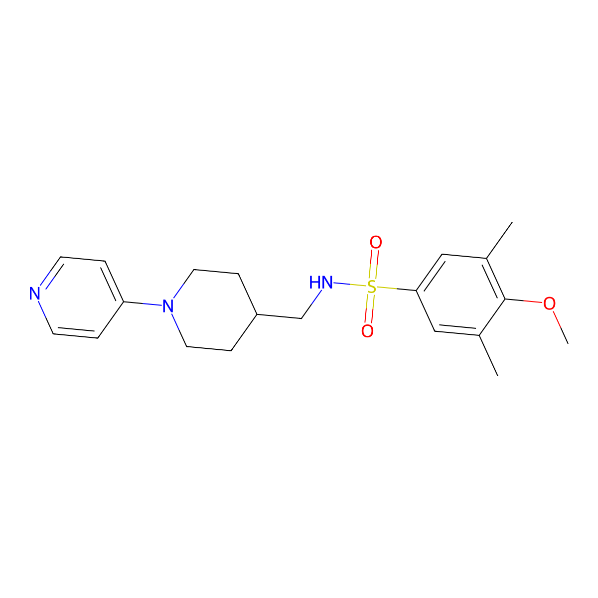 4-methoxy-3,5-dimethyl-N-((1-(pyridin-4-yl)piperidin-4-yl)methyl)benzenesulfonamide molecular structure, CAS 2034587-81-8