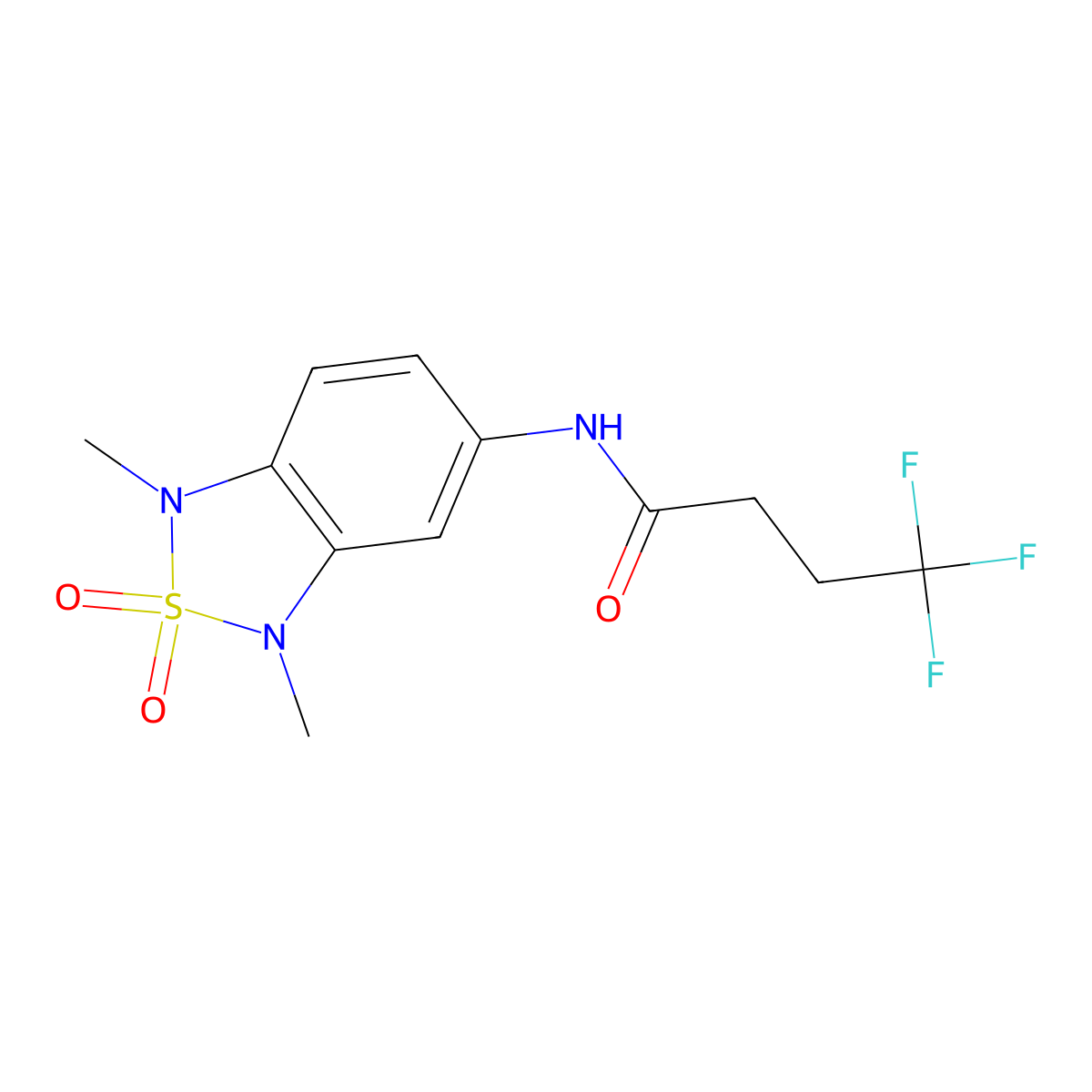 N-(1,3-dimethyl-2,2-dioxido-1,3-dihydrobenzo[c][1,2,5]thiadiazol-5-yl)-4,4,4-trifluorobutanamide molecular structure, CAS 2034587-82-9