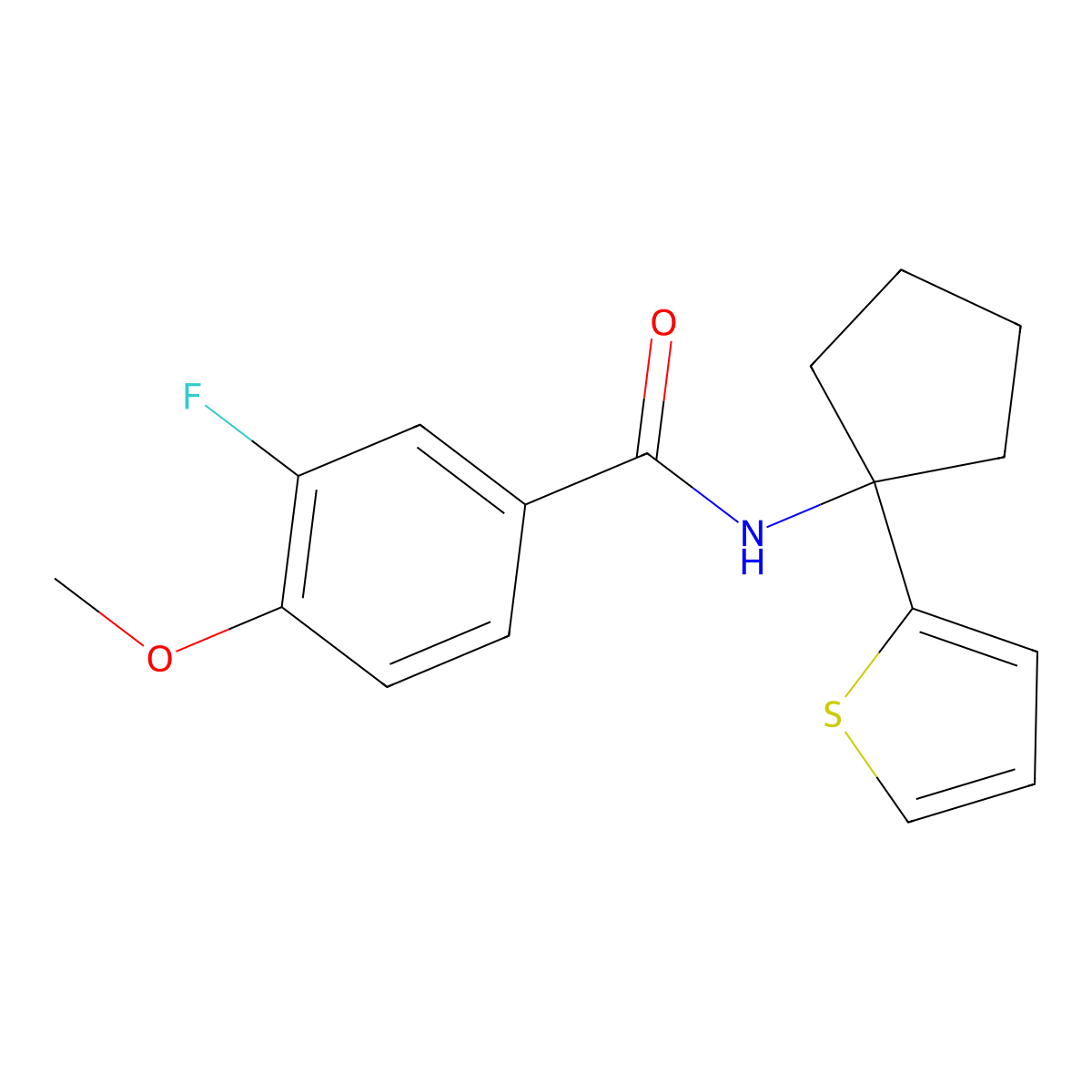 3-fluoro-4-methoxy-N-(1-(thiophen-2-yl)cyclopentyl)benzamide molecular structure, CAS 2034587-85-2