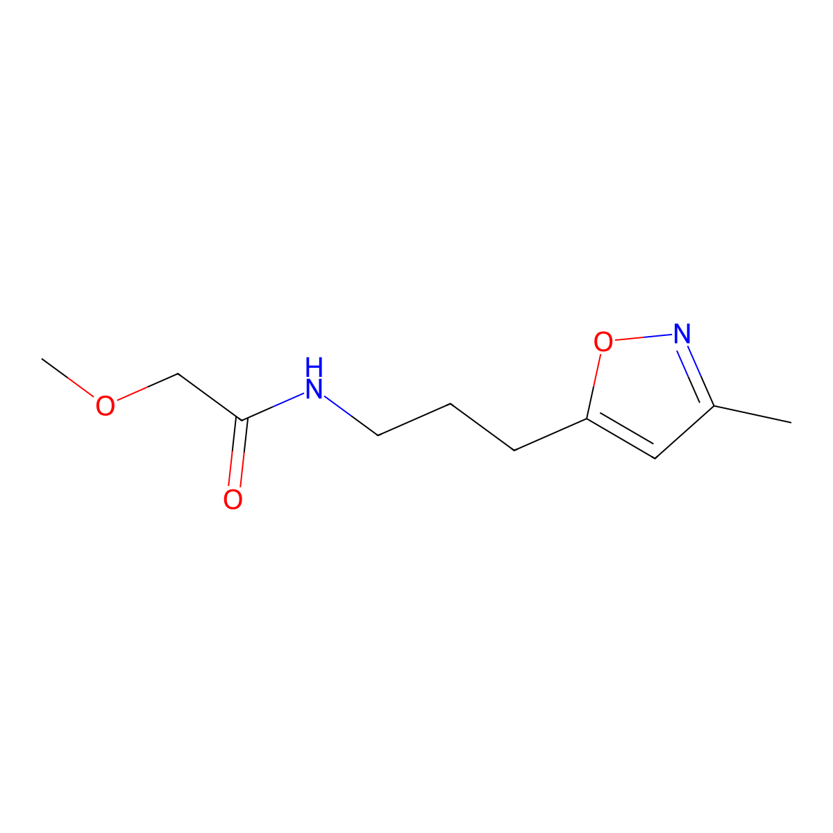 2-methoxy-N-(3-(3-methylisoxazol-5-yl)propyl)acetamide molecular structure, CAS 2034587-91-0