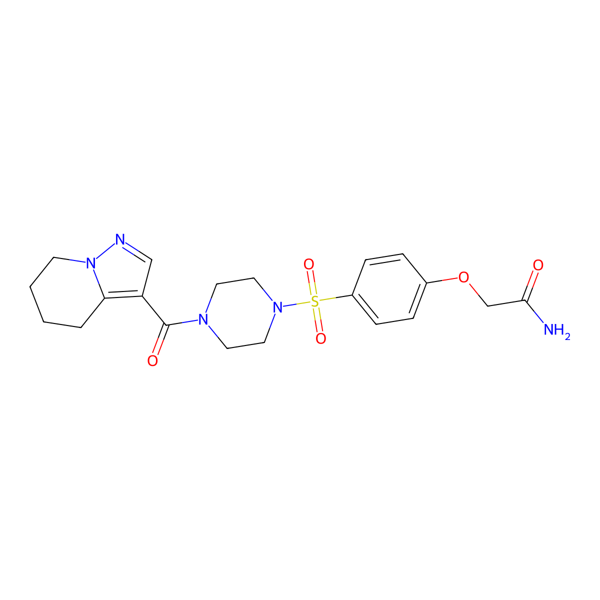 2-(4-((4-(4,5,6,7-Tetrahydropyrazolo[1,5-a]pyridine-3-carbonyl)piperazin-1-yl)sulfonyl)phenoxy)acetamide molecular structure, CAS 2034587-92-1