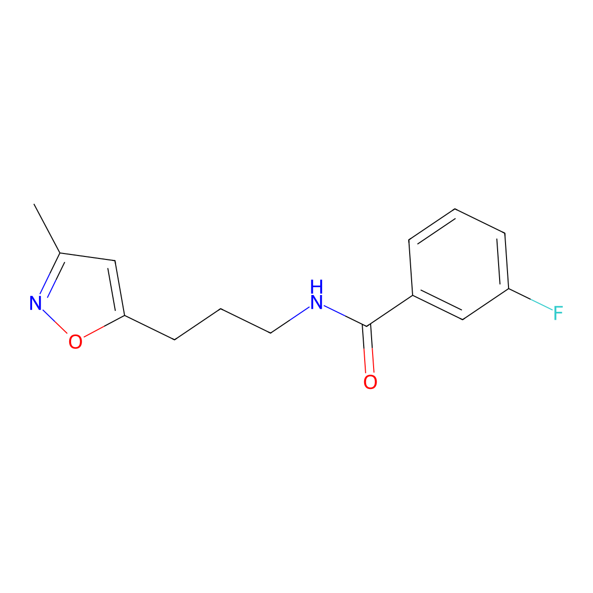 3-fluoro-N-(3-(3-methylisoxazol-5-yl)propyl)benzamide molecular structure, CAS 2034587-99-8