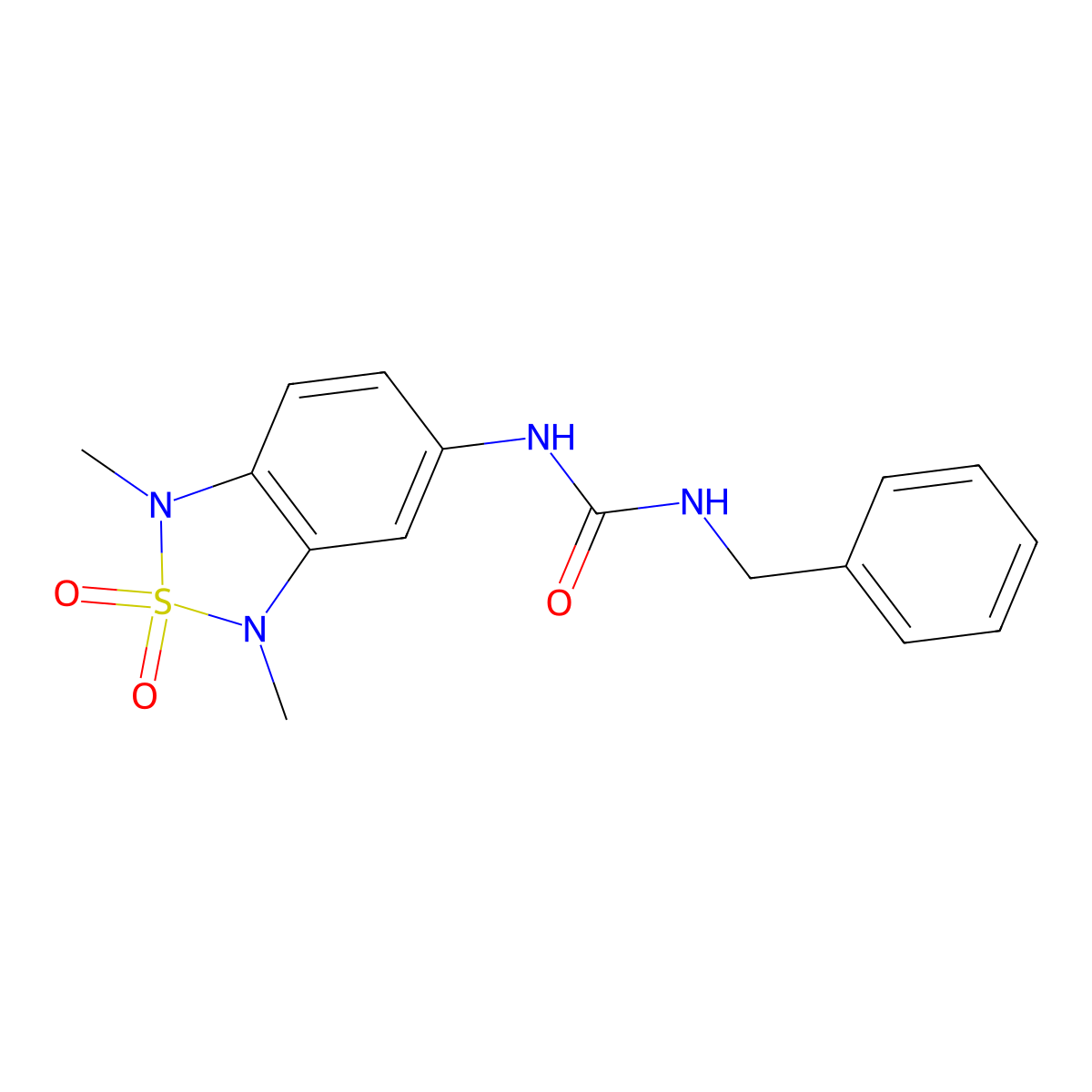 1-Benzyl-3-(1,3-dimethyl-2,2-dioxido-1,3-dihydrobenzo[c][1,2,5]thiadiazol-5-yl)urea molecular structure, CAS 2034588-00-4