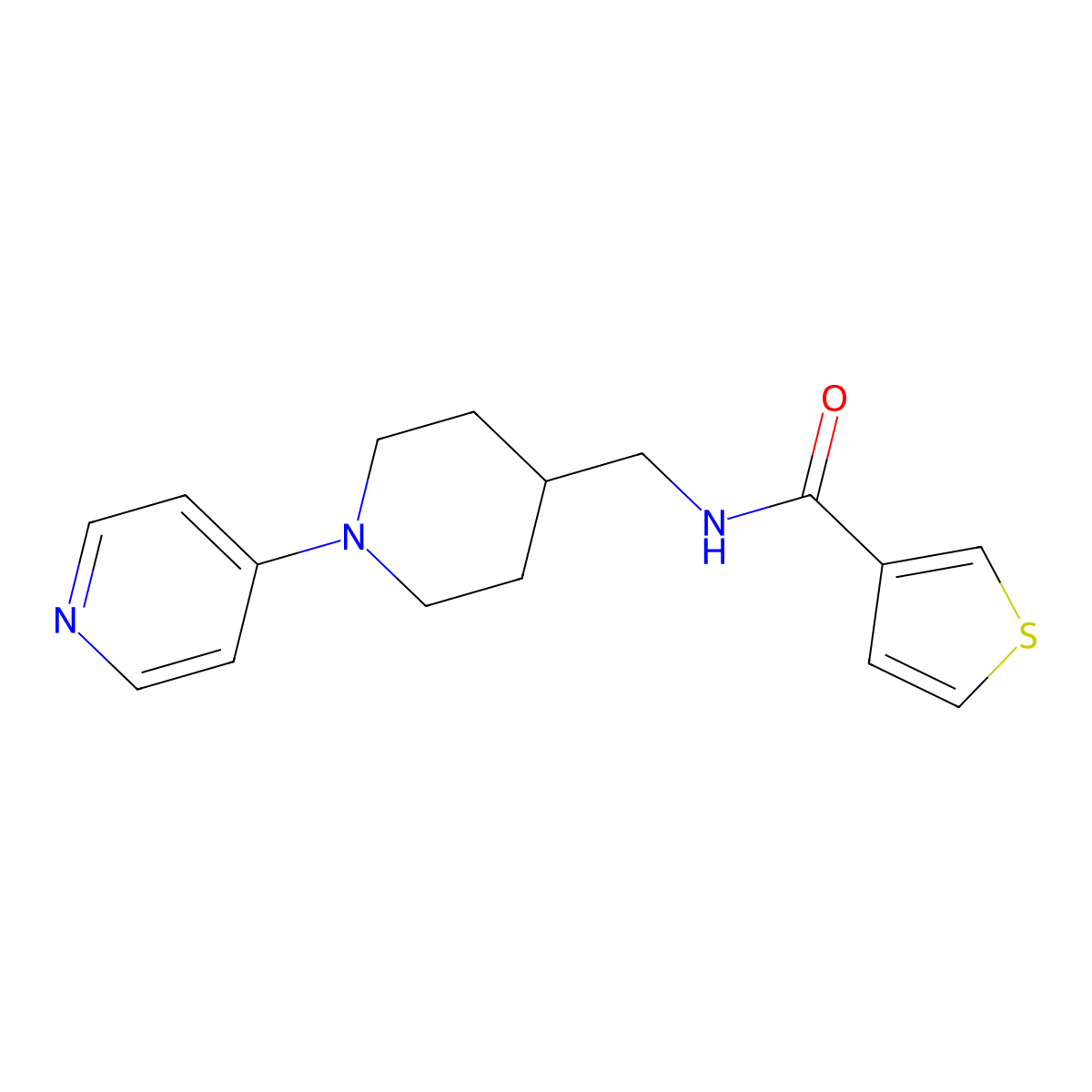 N-{[1-(pyridin-4-yl)piperidin-4-yl]methyl}thiophene-3-carboxamide molecular structure, CAS 2034588-02-6