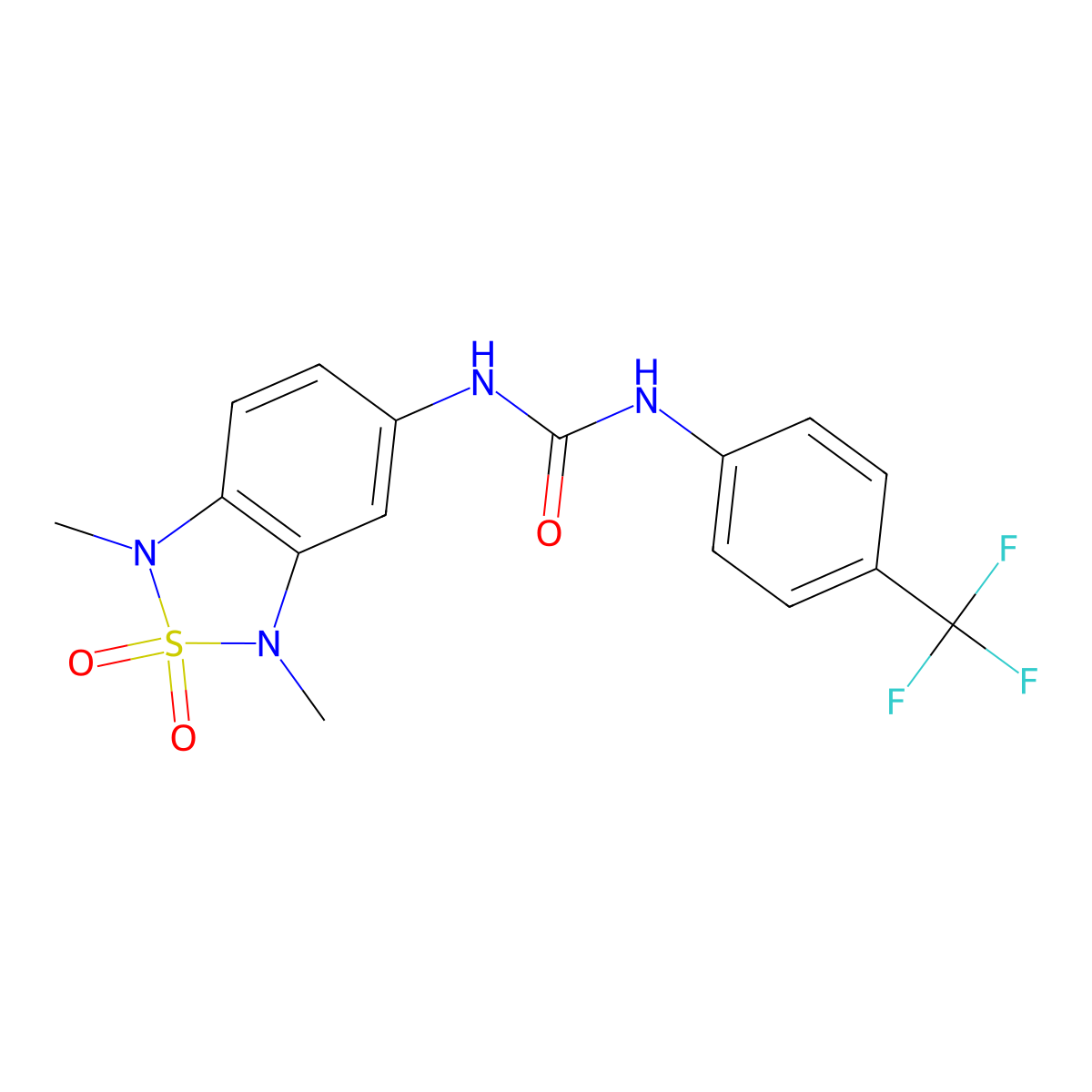 1-(1,3-Dimethyl-2,2-dioxido-1,3-dihydrobenzo[c][1,2,5]thiadiazol-5-yl)-3-(4-(trifluoromethyl)phenyl)urea molecular structure, CAS 2034588-09-3