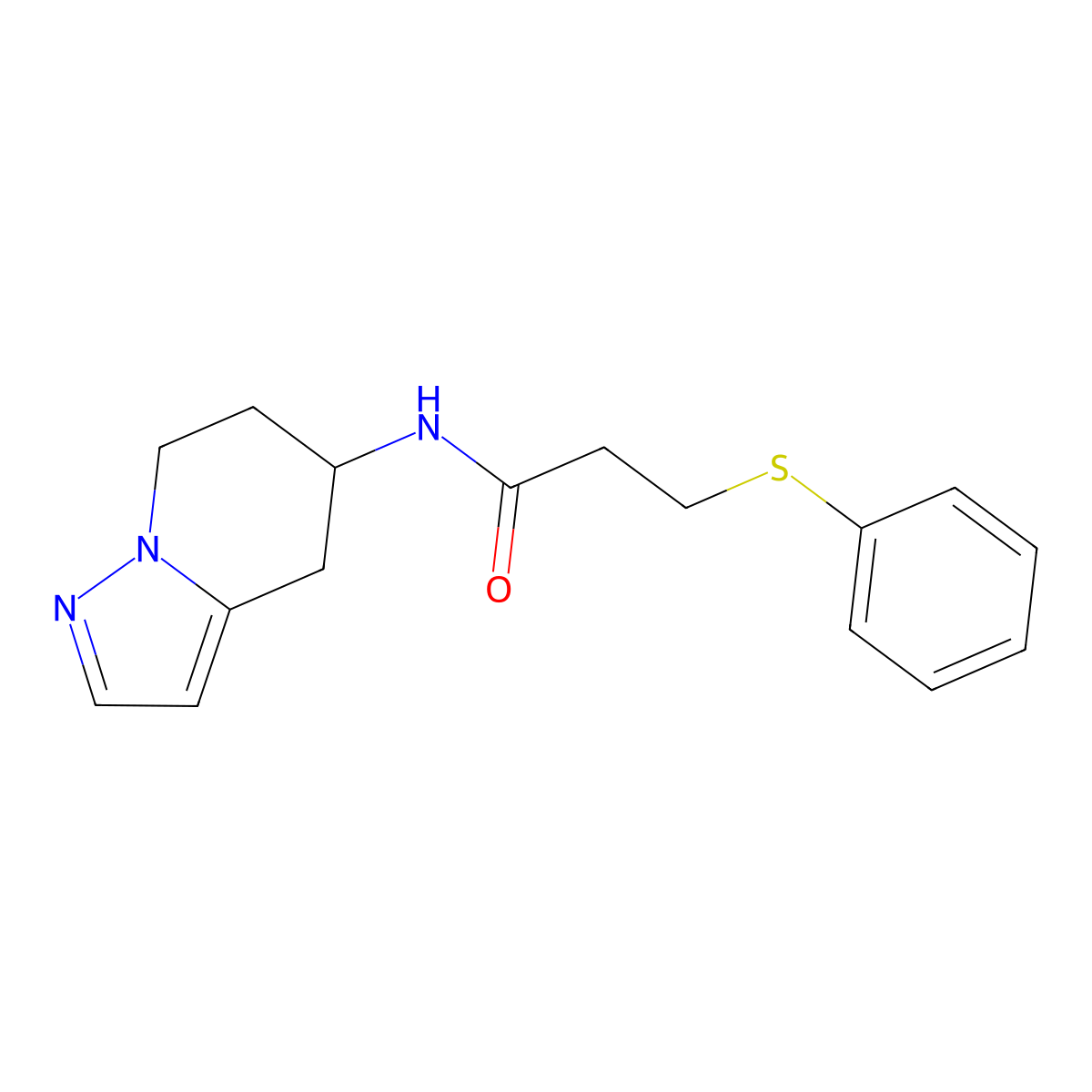 3-(phenylthio)-N-(4,5,6,7-tetrahydropyrazolo[1,5-a]pyridin-5-yl)propanamide molecular structure, CAS 2034588-10-6
