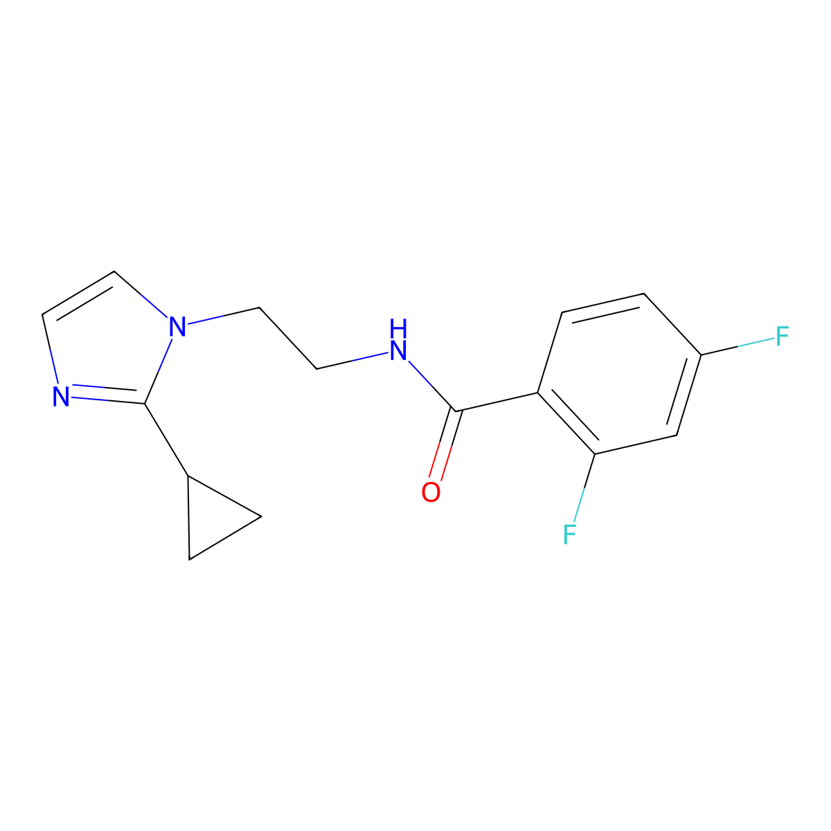 N-(2-(2-cyclopropyl-1H-imidazol-1-yl)ethyl)-2,4-difluorobenzamide molecular structure, CAS 2034588-11-7