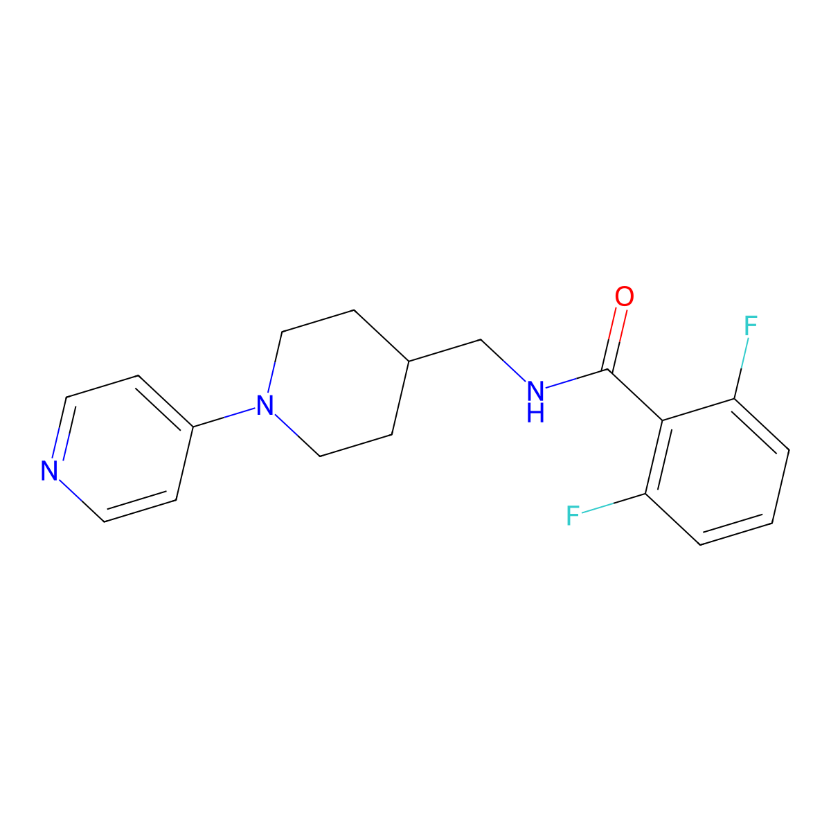 2,6-difluoro-N-((1-(pyridin-4-yl)piperidin-4-yl)methyl)benzamide molecular structure, CAS 2034588-12-8