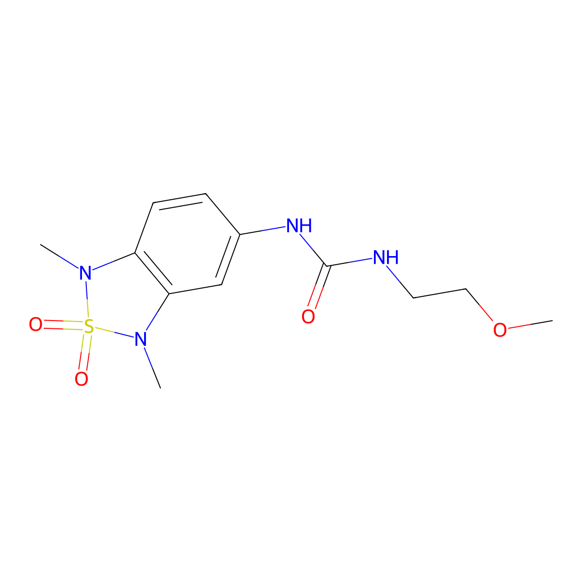1-(1,3-Dimethyl-2,2-dioxido-1,3-dihydrobenzo[c][1,2,5]thiadiazol-5-yl)-3-(2-methoxyethyl)urea molecular structure, CAS 2034588-18-4