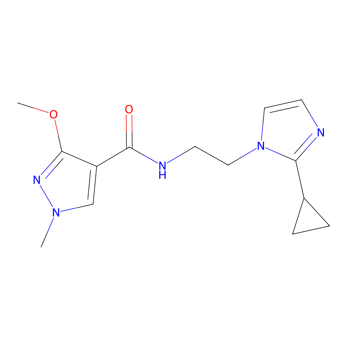 N-[2-(2-cyclopropyl-1H-imidazol-1-yl)ethyl]-3-methoxy-1-methyl-1H-pyrazole-4-carboxamide molecular structure, CAS 2034588-19-5