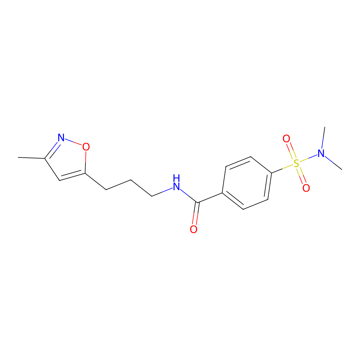 4-(N,N-dimethylsulfamoyl)-N-(3-(3-methylisoxazol-5-yl)propyl)benzamide molecular structure, CAS 2034588-21-9