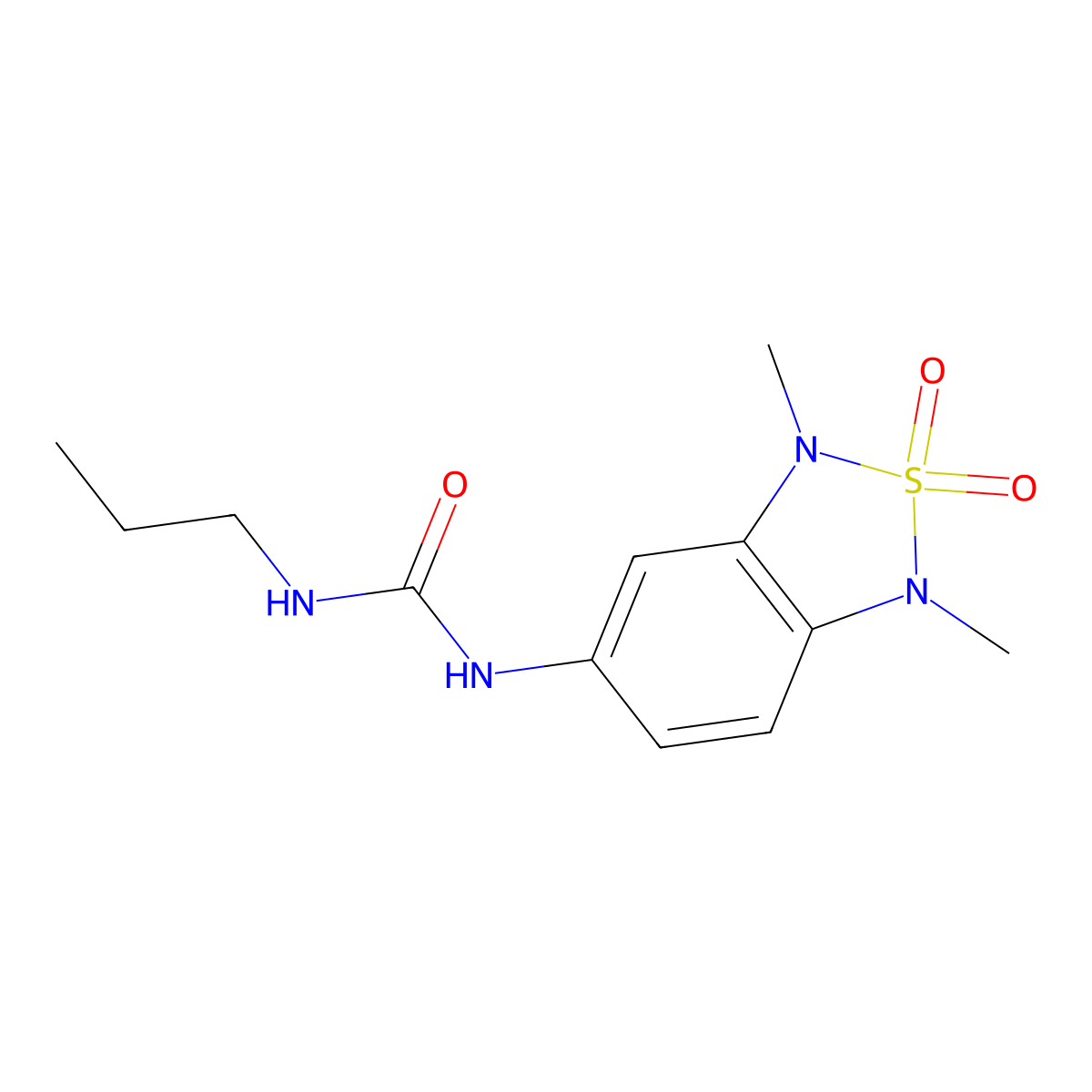 1-(1,3-Dimethyl-2,2-dioxido-1,3-dihydrobenzo[c][1,2,5]thiadiazol-5-yl)-3-propylurea molecular structure, CAS 2034588-25-3