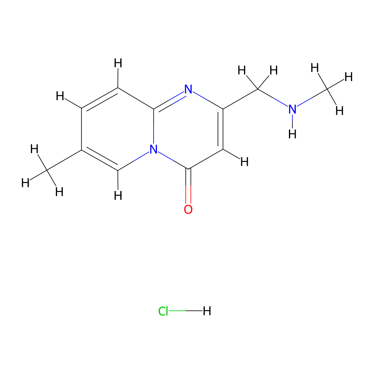 7-methyl-2-((methylamino)methyl)-4H-pyrido[1,2-a]pyrimidin-4-one hydrochloride molecular structure, CAS 2034588-29-7