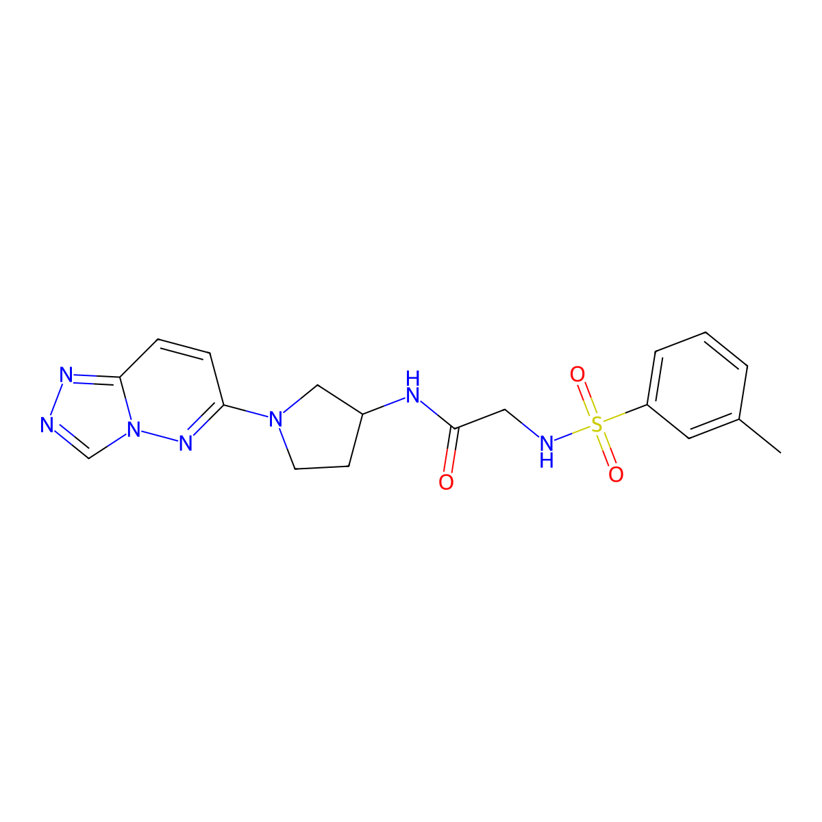 2-(3-methylbenzenesulfonamido)-N-(1-{[1,2,4]triazolo[4,3-b]pyridazin-6-yl}pyrrolidin-3-yl)acetamide molecular structure, CAS 2034588-37-7