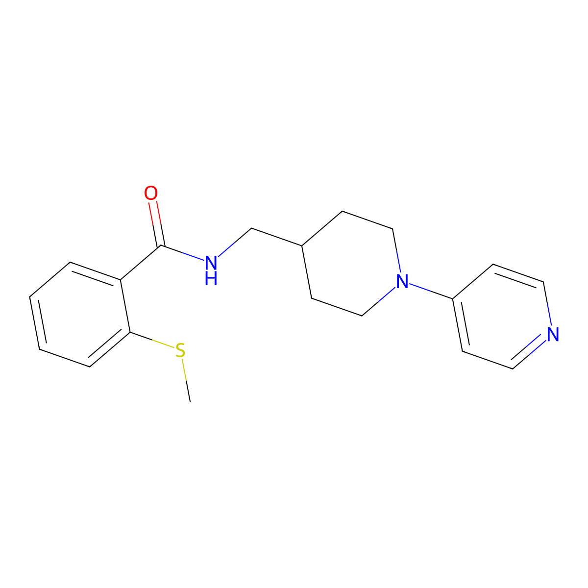 2-(methylthio)-N-((1-(pyridin-4-yl)piperidin-4-yl)methyl)benzamide molecular structure, CAS 2034588-38-8