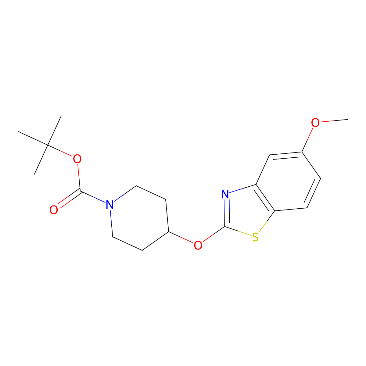 Tert-butyl 4-((5-methoxybenzo[d]thiazol-2-yl)oxy)piperidine-1-carboxylate molecular structure, CAS 2034588-40-2