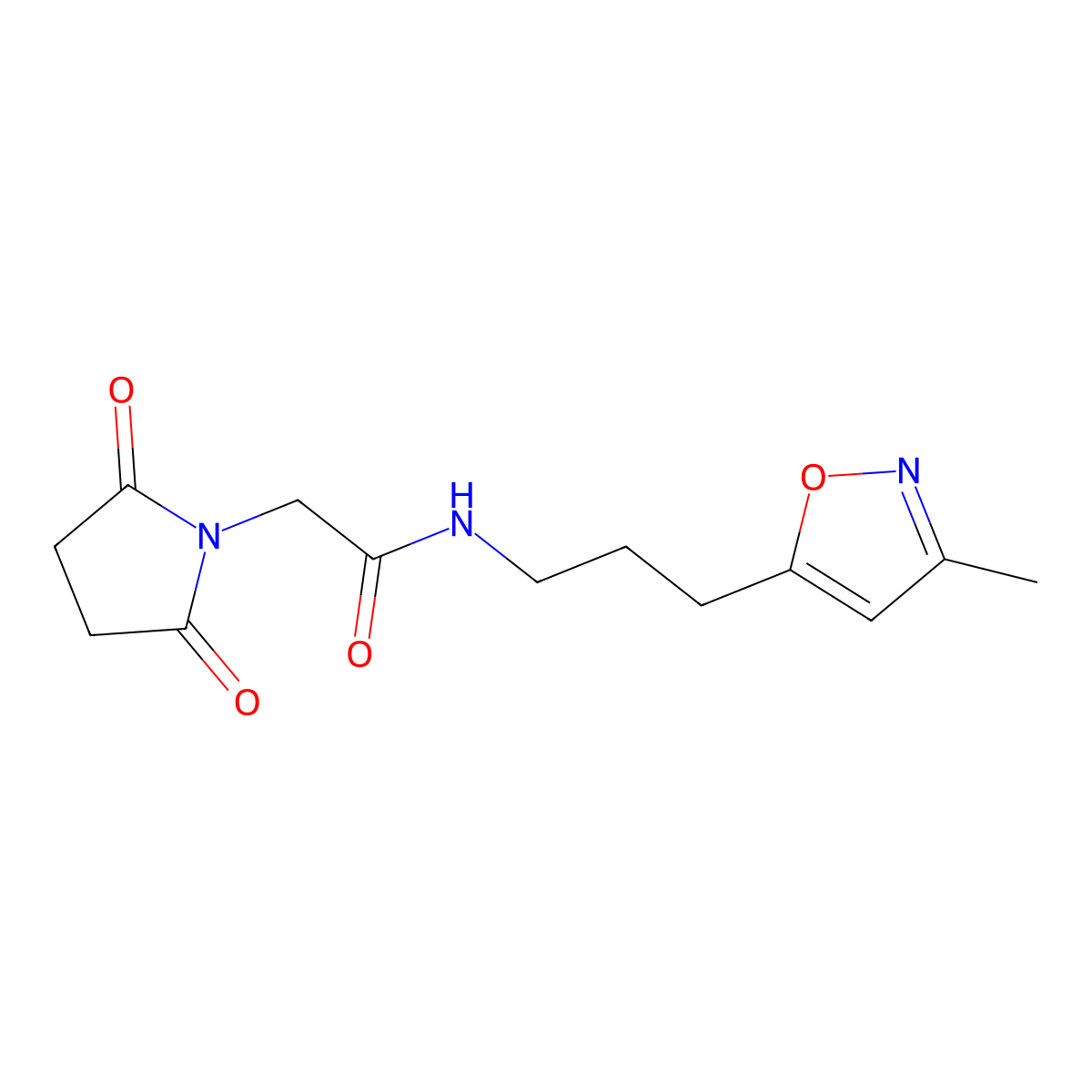 2-(2,5-dioxopyrrolidin-1-yl)-N-(3-(3-methylisoxazol-5-yl)propyl)acetamide molecular structure, CAS 2034588-44-6