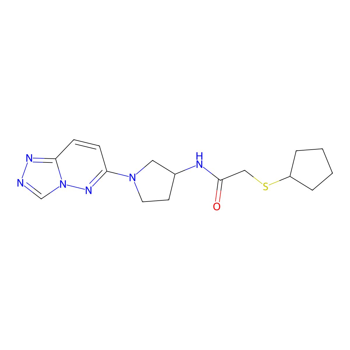 N-(1-([1,2,4]triazolo[4,3-b]pyridazin-6-yl)pyrrolidin-3-yl)-2-(cyclopentylthio)acetamide molecular structure, CAS 2034588-49-1