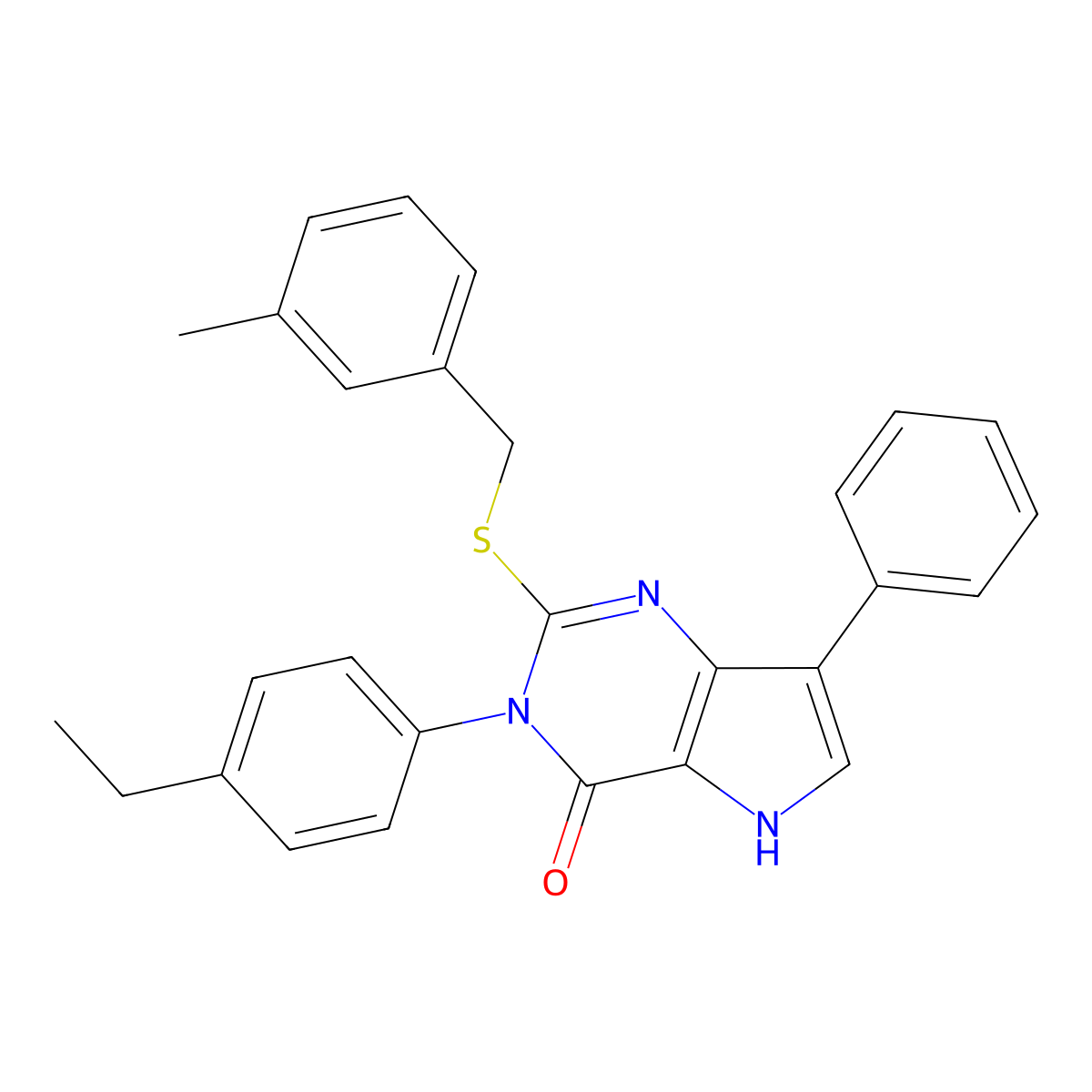 3-(4-ethylphenyl)-2-((3-methylbenzyl)thio)-7-phenyl-3H-pyrrolo[3,2-d]pyrimidin-4(5H)-one molecular structure, CAS 2034588-52-6