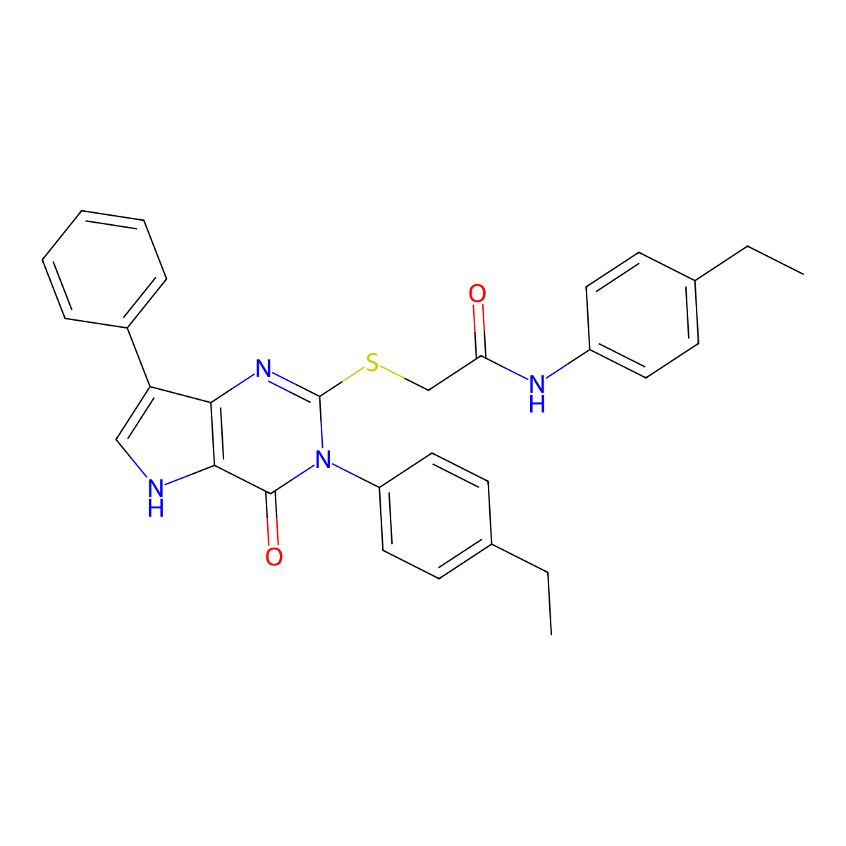 N-(4-ethylphenyl)-2-((3-(4-ethylphenyl)-4-oxo-7-phenyl-4,5-dihydro-3H-pyrrolo[3,2-d]pyrimidin-2-yl)thio)acetamide molecular structure, CAS 2034588-62-8