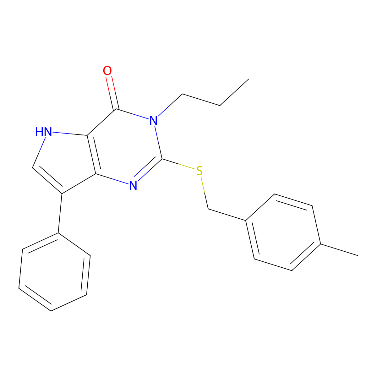 2-((4-methylbenzyl)thio)-7-phenyl-3-propyl-3H-pyrrolo[3,2-d]pyrimidin-4(5H)-one molecular structure, CAS 2034588-67-3