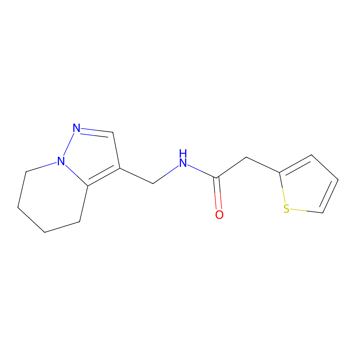 N-((4,5,6,7-tetrahydropyrazolo[1,5-a]pyridin-3-yl)methyl)-2-(thiophen-2-yl)acetamide molecular structure, CAS 2034588-71-9