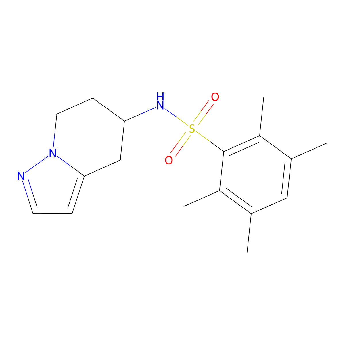 2,3,5,6-tetramethyl-N-(4,5,6,7-tetrahydropyrazolo[1,5-a]pyridin-5-yl)benzenesulfonamide molecular structure, CAS 2034588-82-2