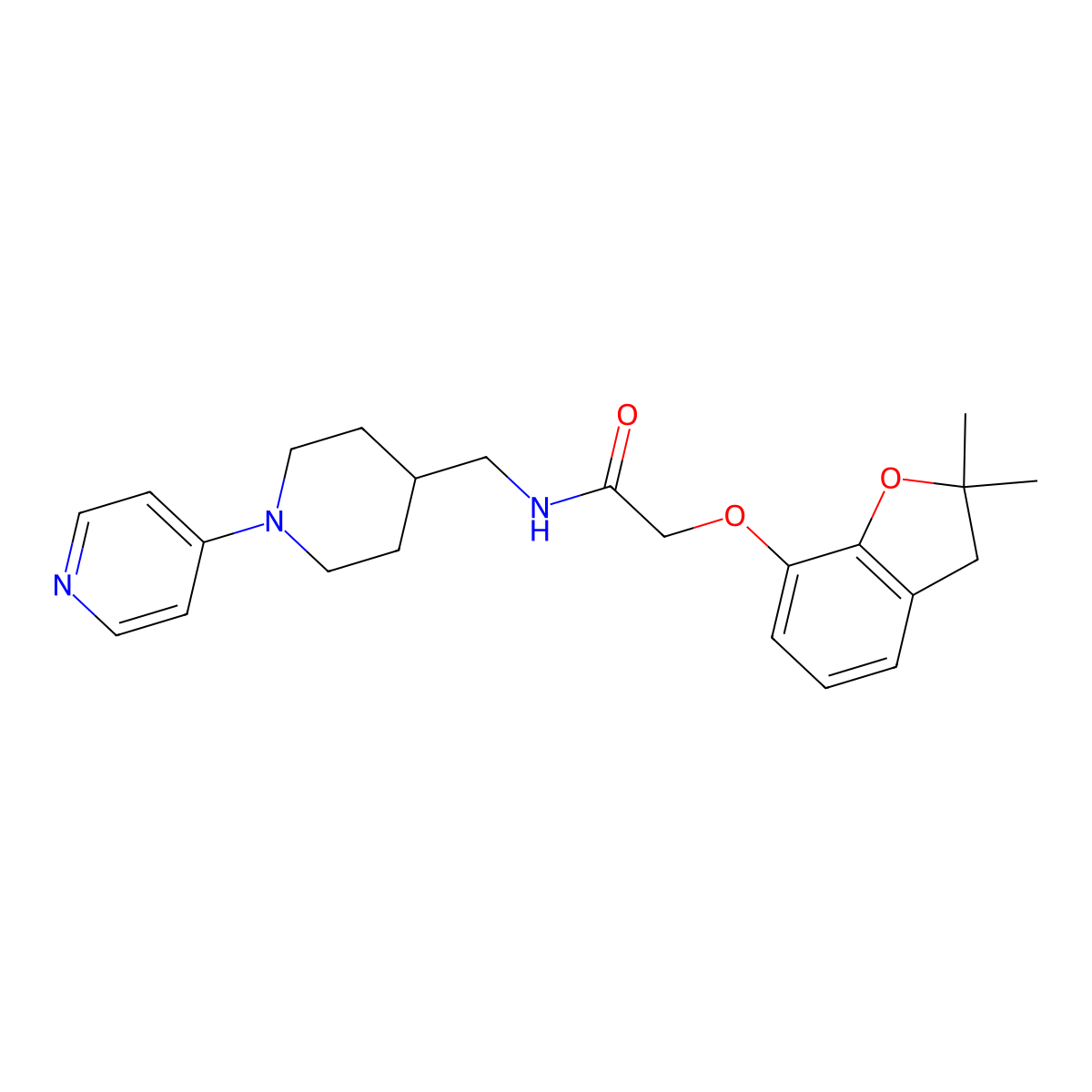 2-((2,2-dimethyl-2,3-dihydrobenzofuran-7-yl)oxy)-N-((1-(pyridin-4-yl)piperidin-4-yl)methyl)acetamide molecular structure, CAS 2034588-83-3