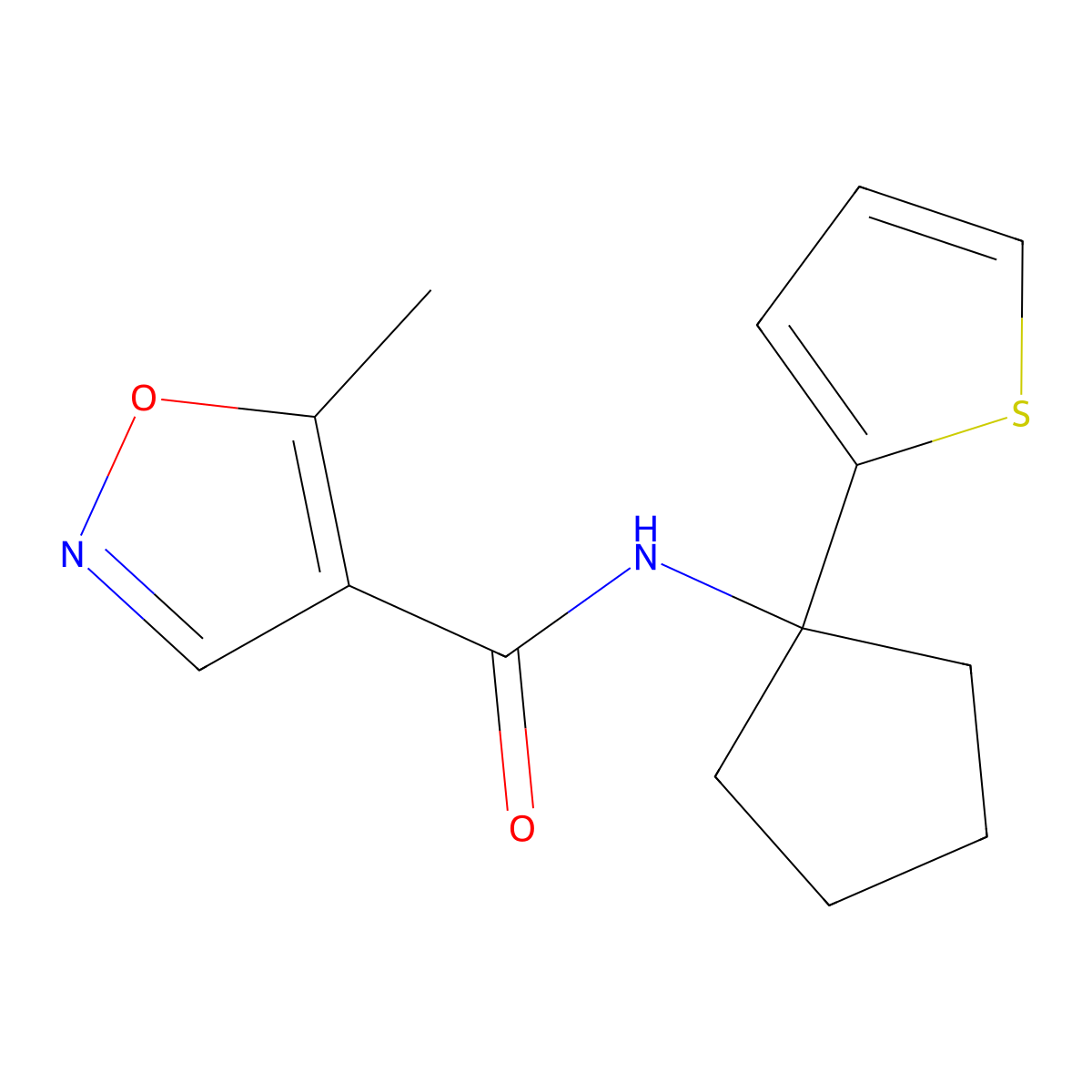 5-methyl-N-(1-(thiophen-2-yl)cyclopentyl)isoxazole-4-carboxamide molecular structure, CAS 2034588-86-6