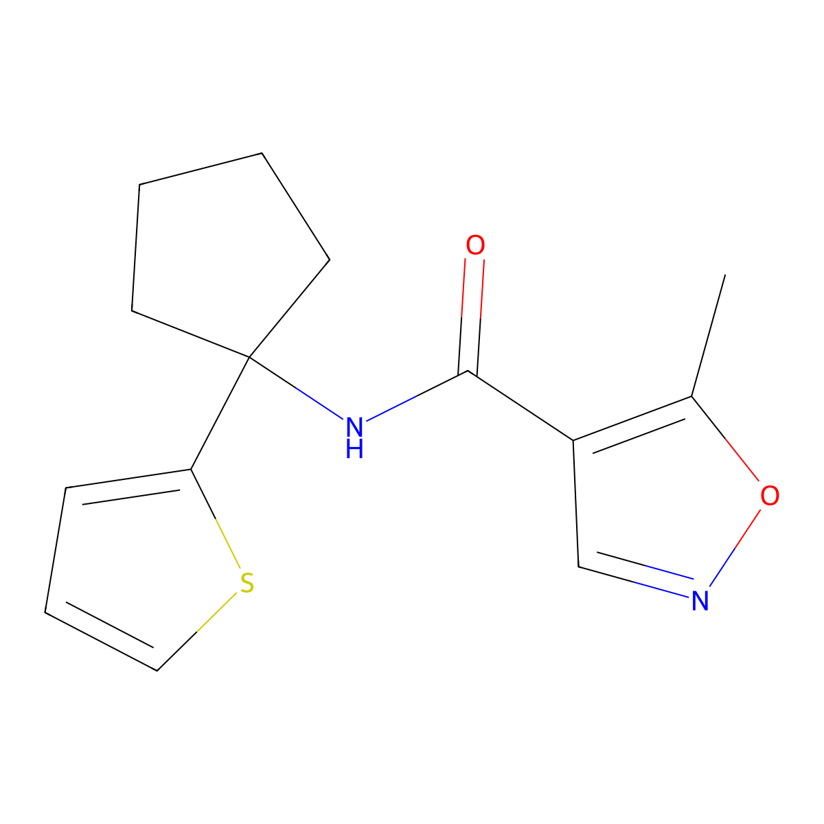 5-methyl-N-(1-(thiophen-2-yl)cyclopentyl)isoxazole-4-carboxamide molecular structure, CAS 2034588-86-6