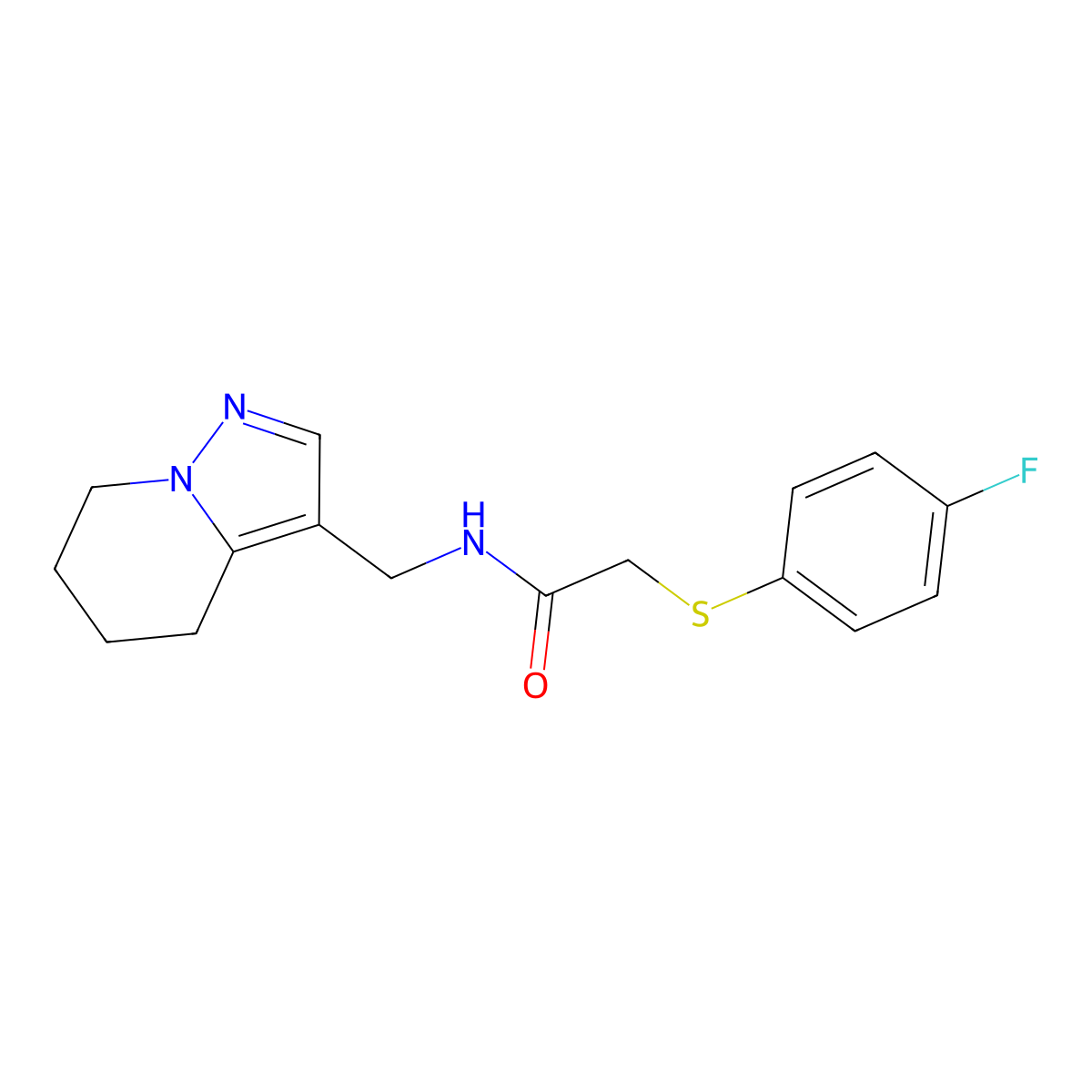2-((4-fluorophenyl)thio)-N-((4,5,6,7-tetrahydropyrazolo[1,5-a]pyridin-3-yl)methyl)acetamide molecular structure, CAS 2034588-89-9