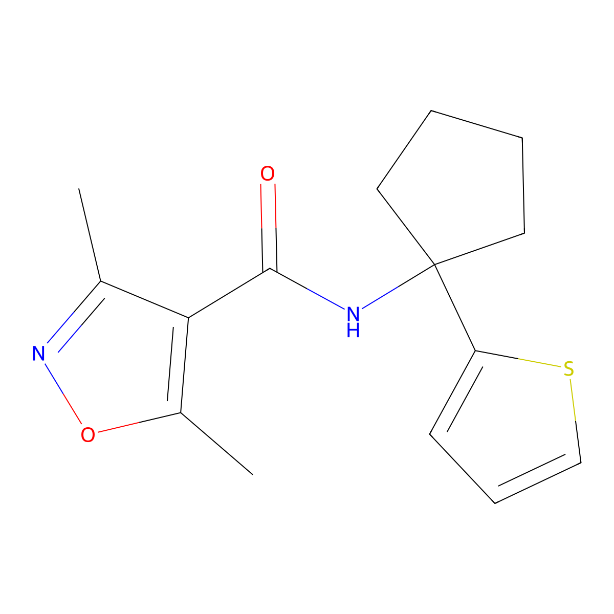 3,5-dimethyl-N-(1-(thiophen-2-yl)cyclopentyl)isoxazole-4-carboxamide molecular structure, CAS 2034588-91-3
