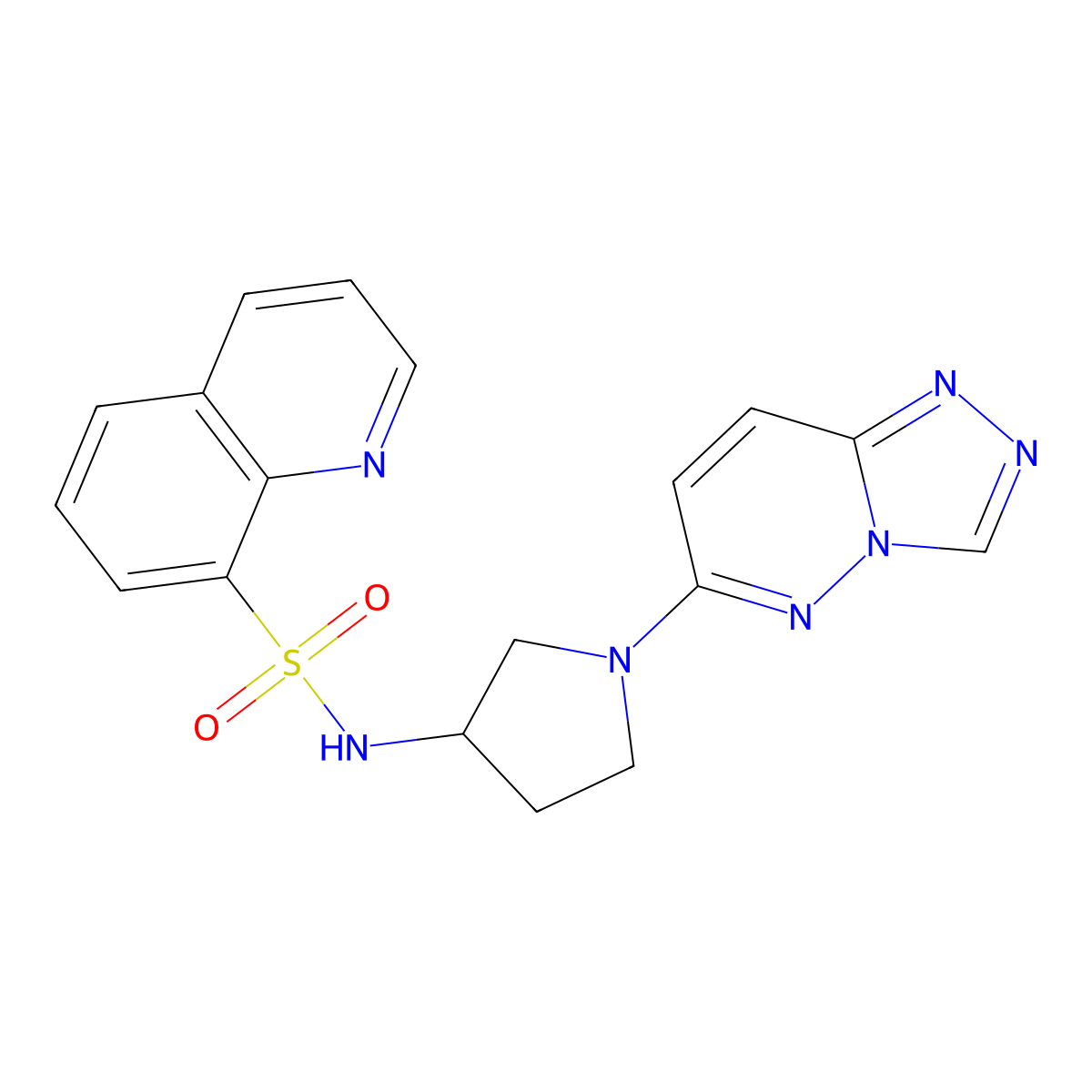 N-(1-([1,2,4]triazolo[4,3-b]pyridazin-6-yl)pyrrolidin-3-yl)quinoline-8-sulfonamide molecular structure, CAS 2034588-93-5