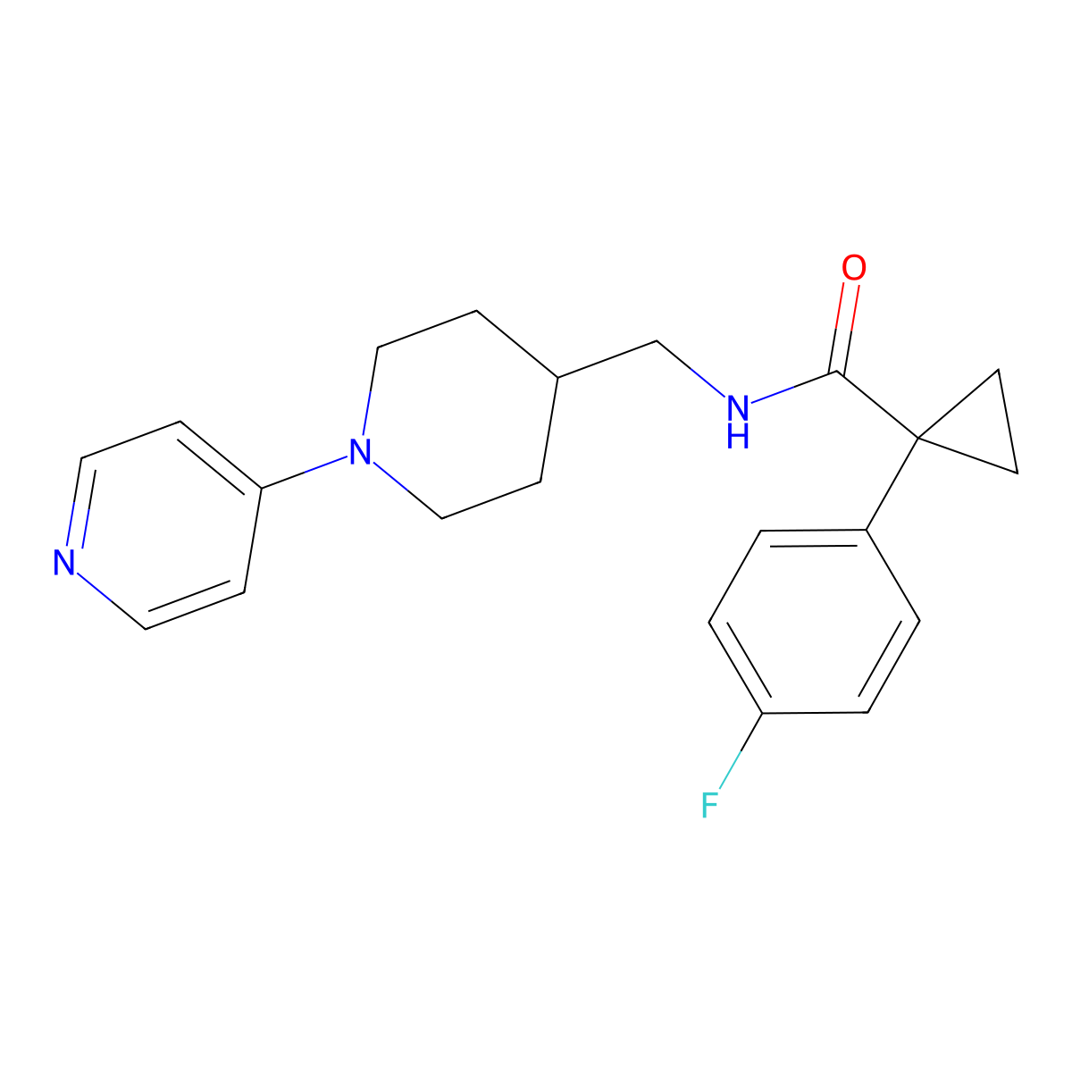 1-(4-fluorophenyl)-N-((1-(pyridin-4-yl)piperidin-4-yl)methyl)cyclopropanecarboxamide molecular structure, CAS 2034588-94-6