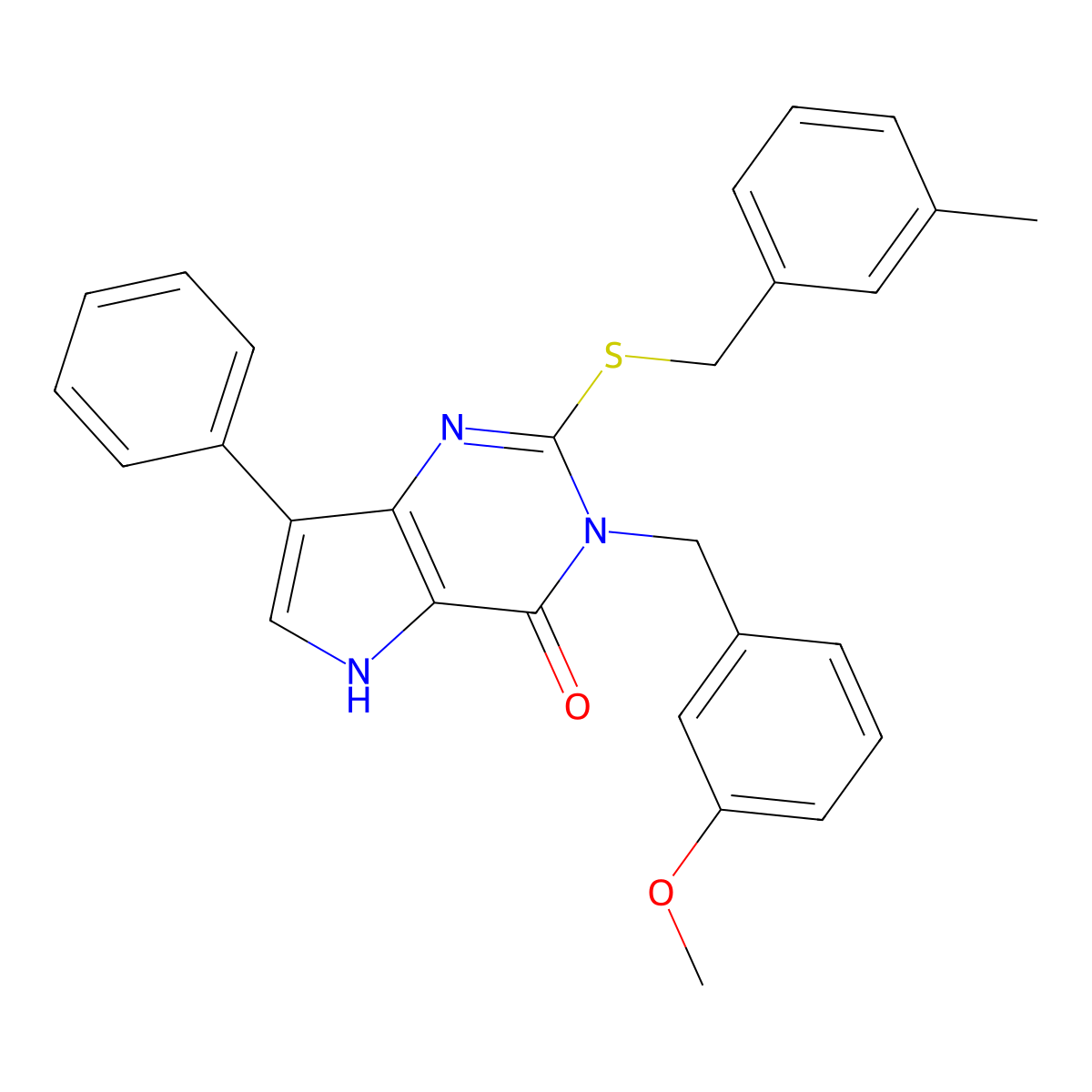 3-(3-methoxybenzyl)-2-((3-methylbenzyl)thio)-7-phenyl-3H-pyrrolo[3,2-d]pyrimidin-4(5H)-one molecular structure, CAS 2034588-95-7
