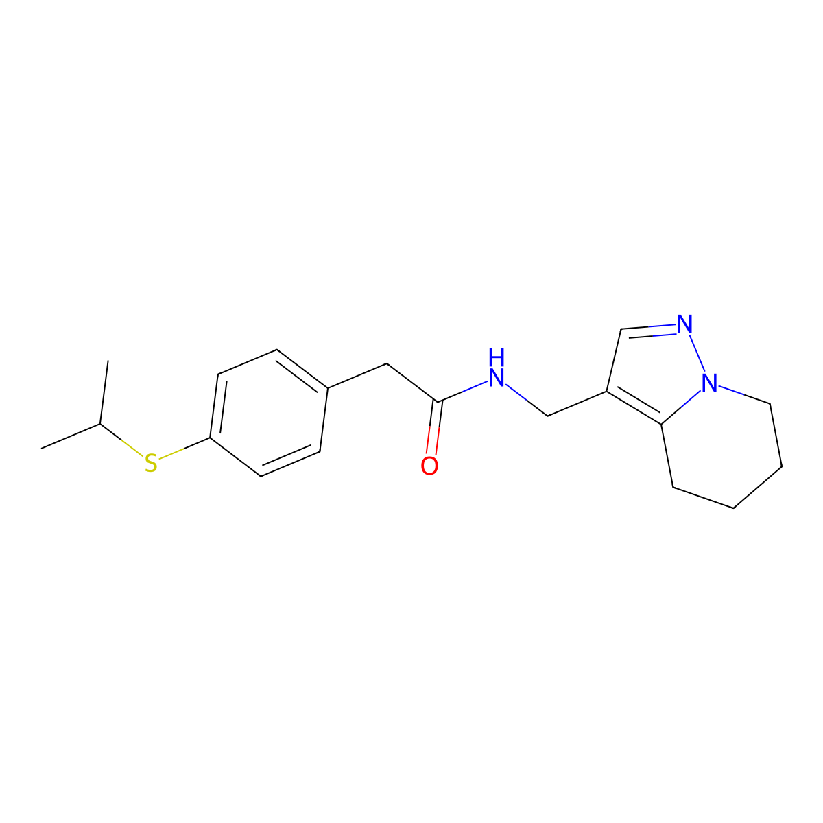 2-(4-(isopropylthio)phenyl)-N-((4,5,6,7-tetrahydropyrazolo[1,5-a]pyridin-3-yl)methyl)acetamide molecular structure, CAS 2034588-98-0