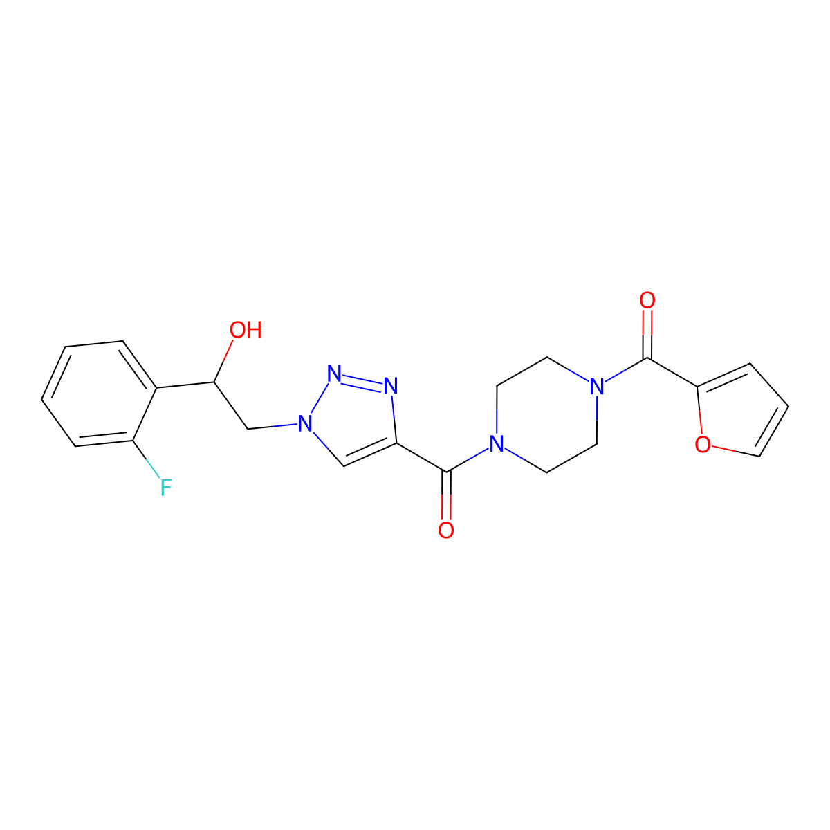 (1-(2-(2-fluorophenyl)-2-hydroxyethyl)-1H-1,2,3-triazol-4-yl)(4-(furan-2-carbonyl)piperazin-1-yl)methanone molecular structure, CAS 2034589-09-6