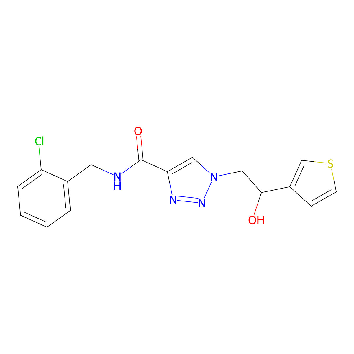 N-(2-chlorobenzyl)-1-(2-hydroxy-2-(thiophen-3-yl)ethyl)-1H-1,2,3-triazole-4-carboxamide molecular structure, CAS 2034589-13-2