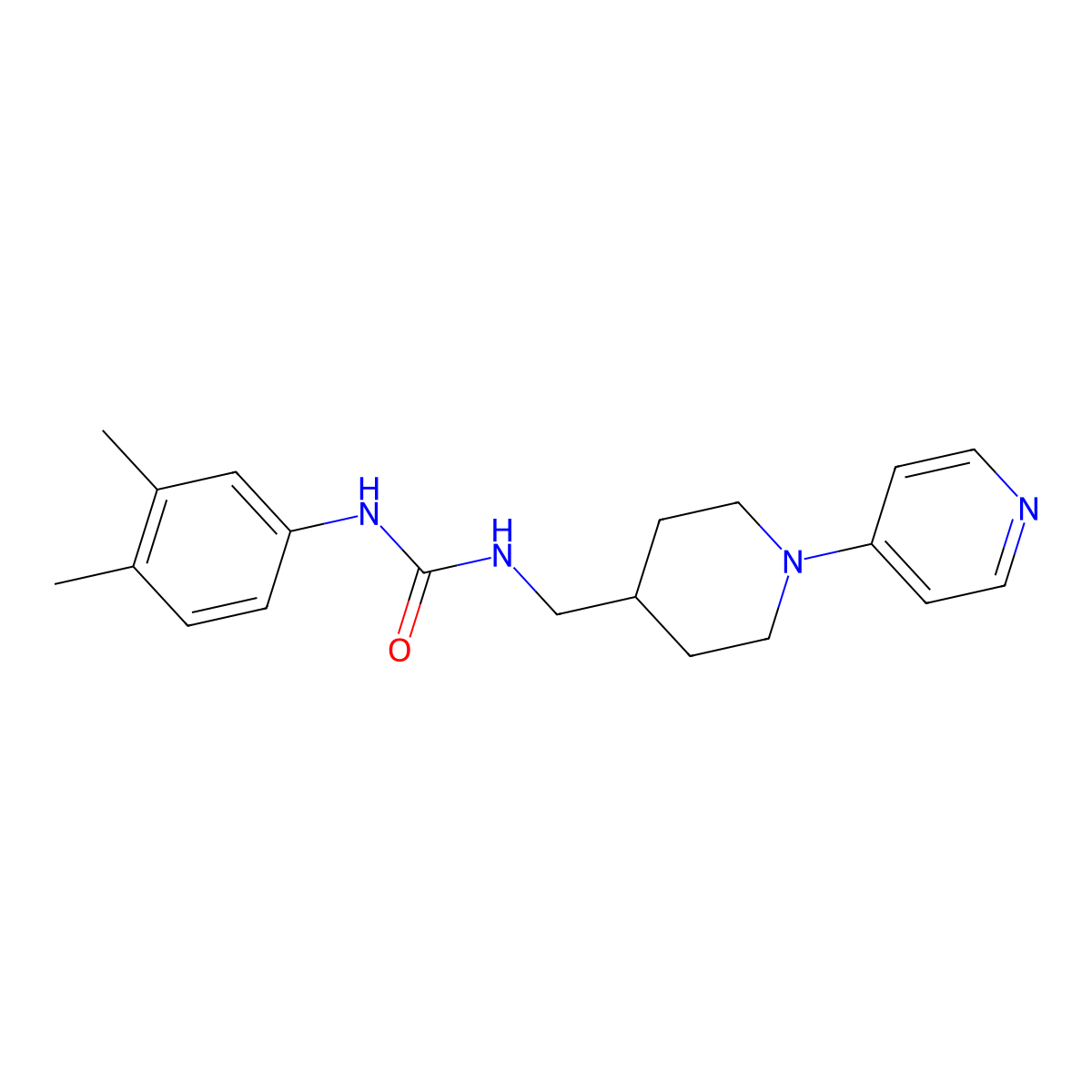 1-(3,4-Dimethylphenyl)-3-((1-(pyridin-4-yl)piperidin-4-yl)methyl)urea molecular structure, CAS 2034589-16-5