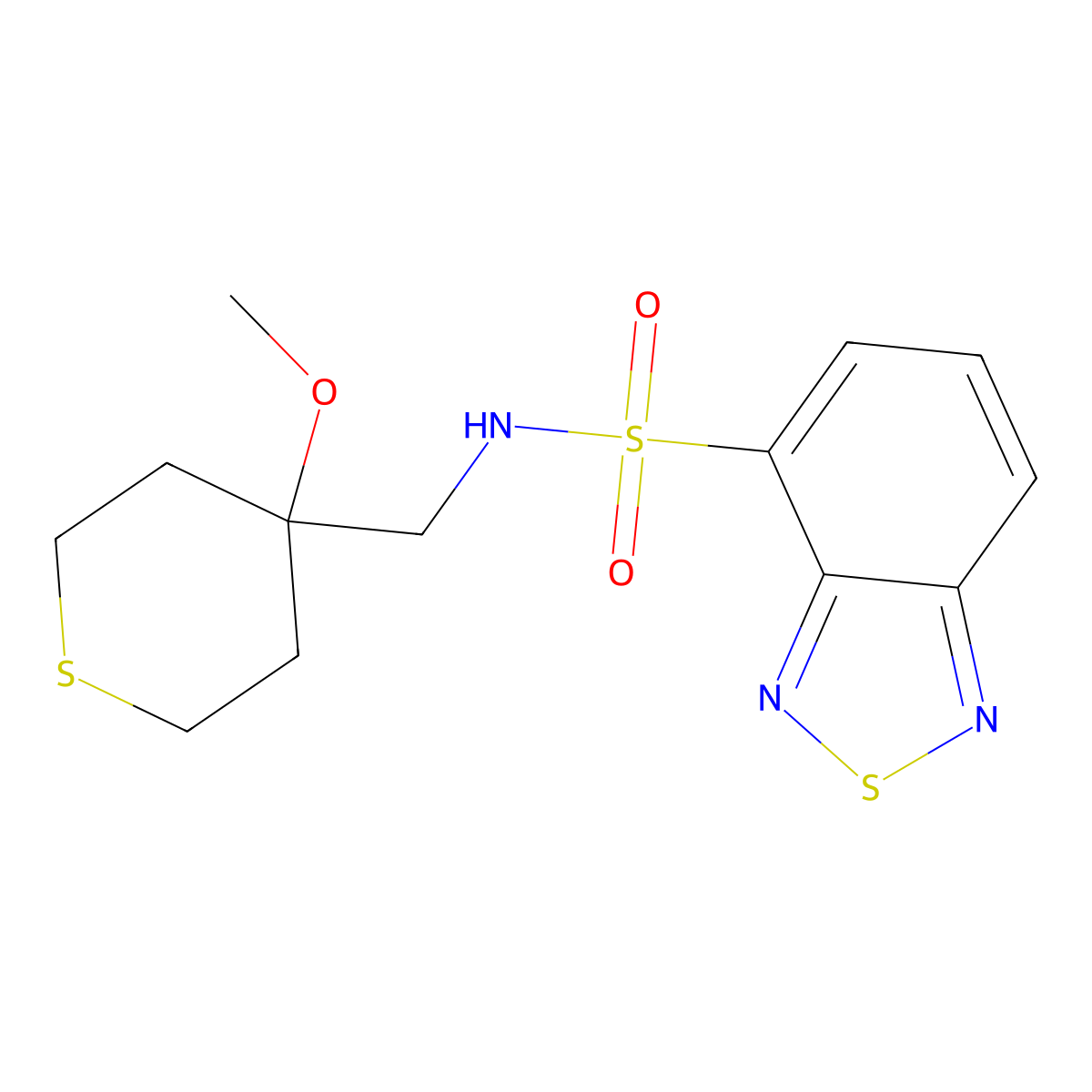 N-((4-methoxytetrahydro-2H-thiopyran-4-yl)methyl)benzo[c][1,2,5]thiadiazole-4-sulfonamide molecular structure, CAS 2034589-18-7