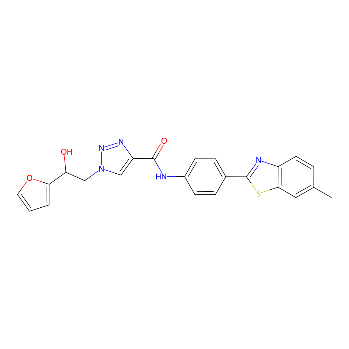 1-(2-(furan-2-yl)-2-hydroxyethyl)-N-(4-(6-methylbenzo[d]thiazol-2-yl)phenyl)-1H-1,2,3-triazole-4-carboxamide molecular structure, CAS 2034589-30-3