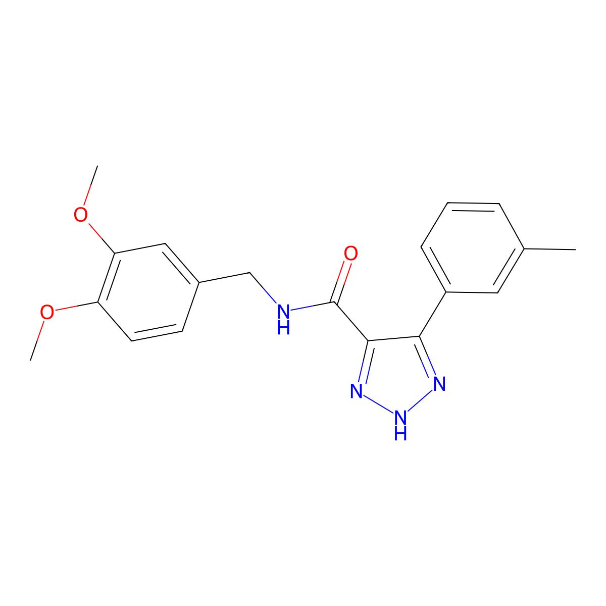 N-(3,4-dimethoxybenzyl)-4-(m-tolyl)-1H-1,2,3-triazole-5-carboxamide molecular structure, CAS 2034589-33-6