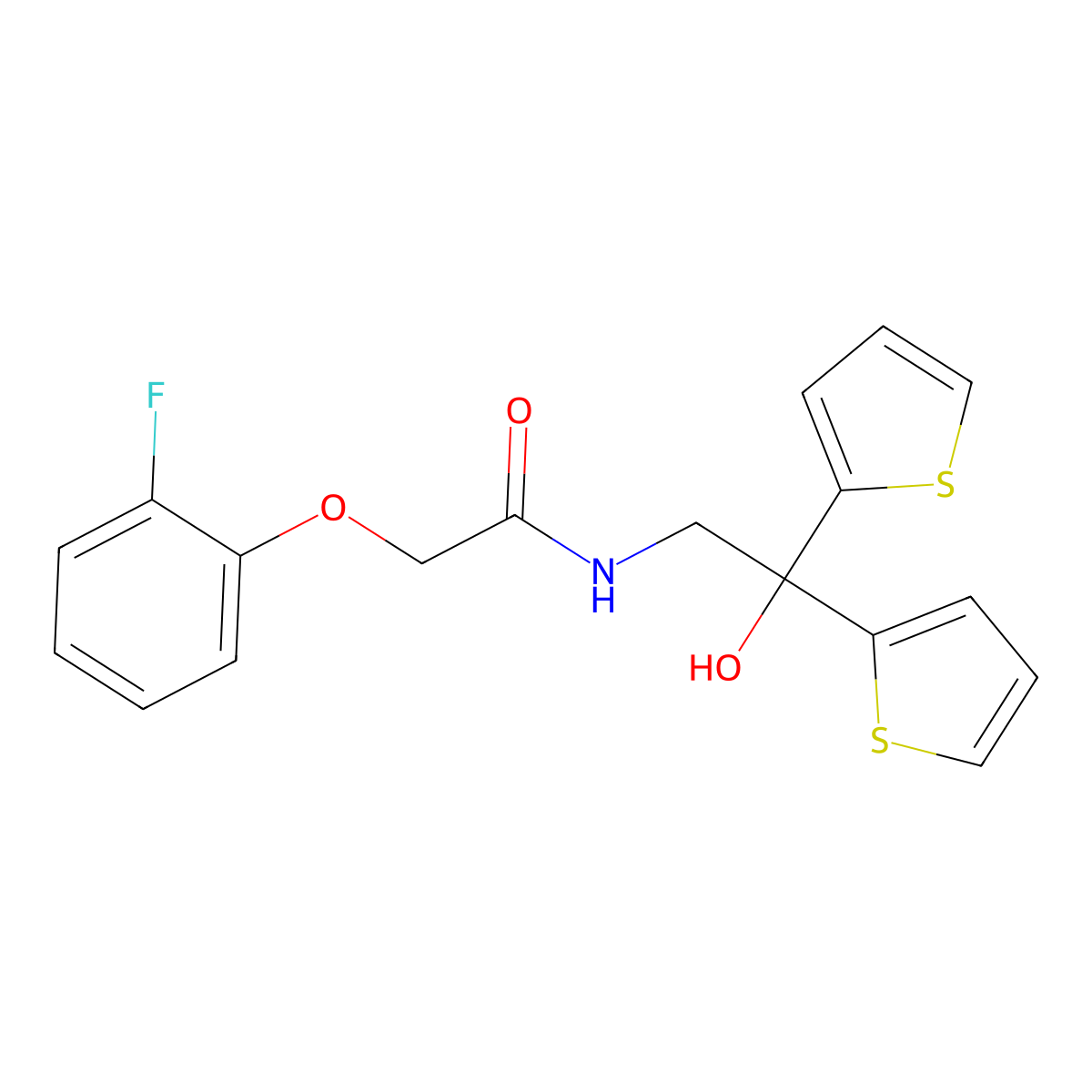 2-(2-fluorophenoxy)-N-(2-hydroxy-2,2-di(thiophen-2-yl)ethyl)acetamide molecular structure, CAS 2034589-37-0