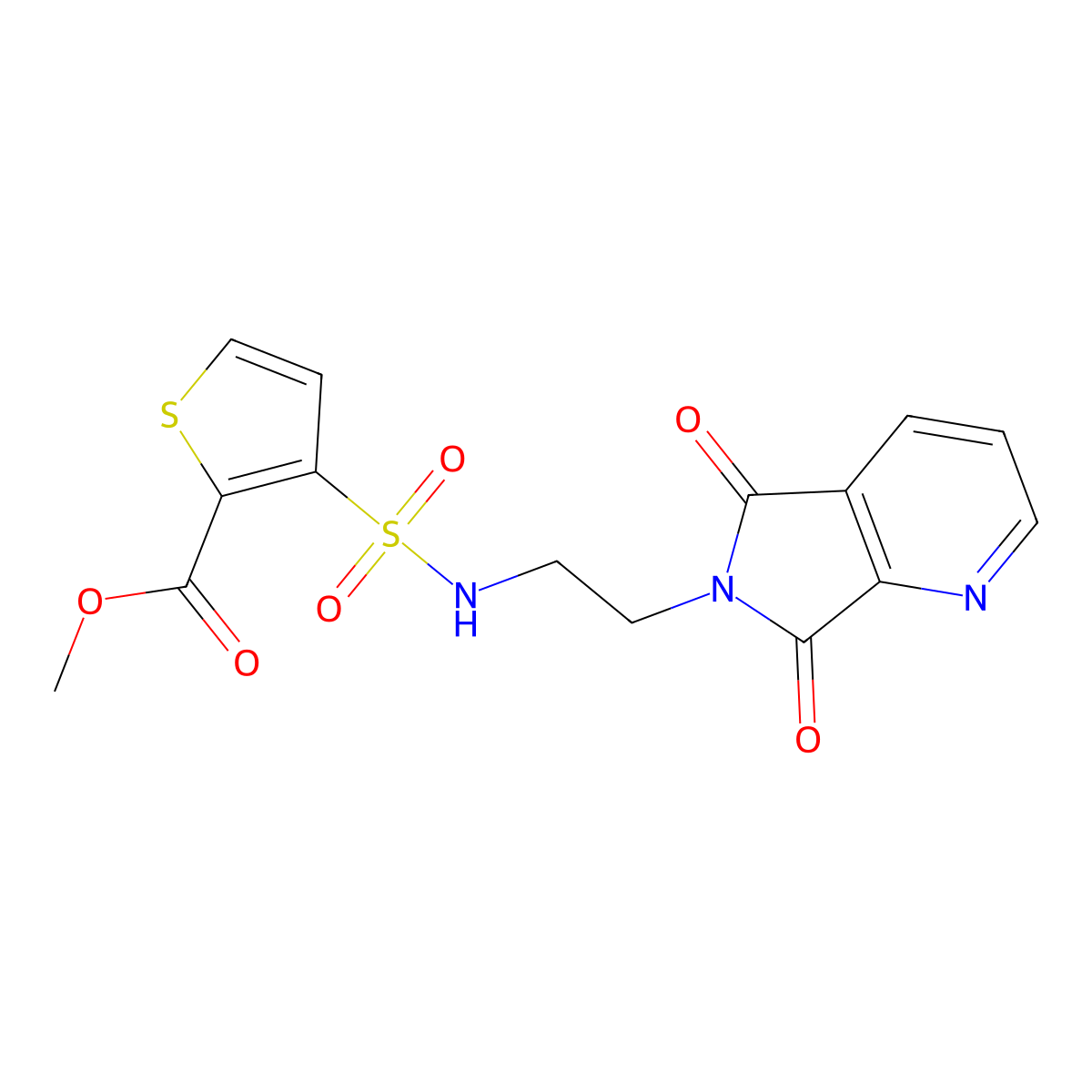 methyl 3-(N-(2-(5,7-dioxo-5H-pyrrolo[3,4-b]pyridin-6(7H)-yl)ethyl)sulfamoyl)thiophene-2-carboxylate molecular structure, CAS 2034589-39-2