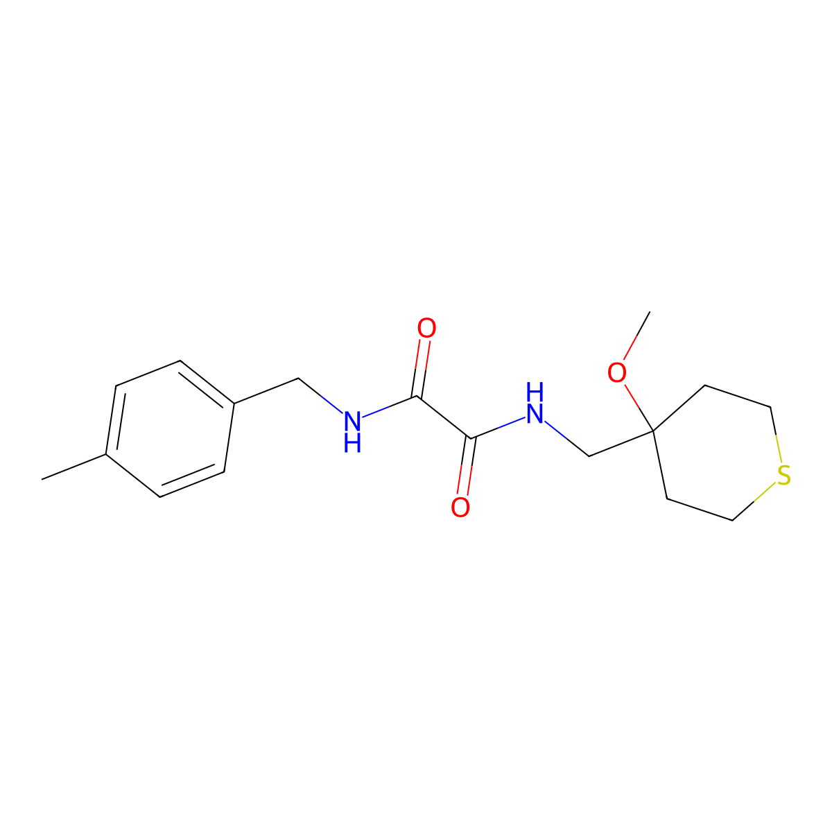 N1-((4-methoxytetrahydro-2H-thiopyran-4-yl)methyl)-N2-(4-methylbenzyl)oxalamide molecular structure, CAS 2034589-45-0