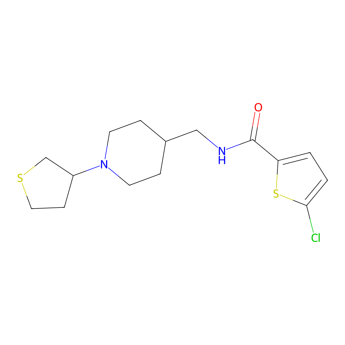5-chloro-N-((1-(tetrahydrothiophen-3-yl)piperidin-4-yl)methyl)thiophene-2-carboxamide molecular structure, CAS 2034589-52-9