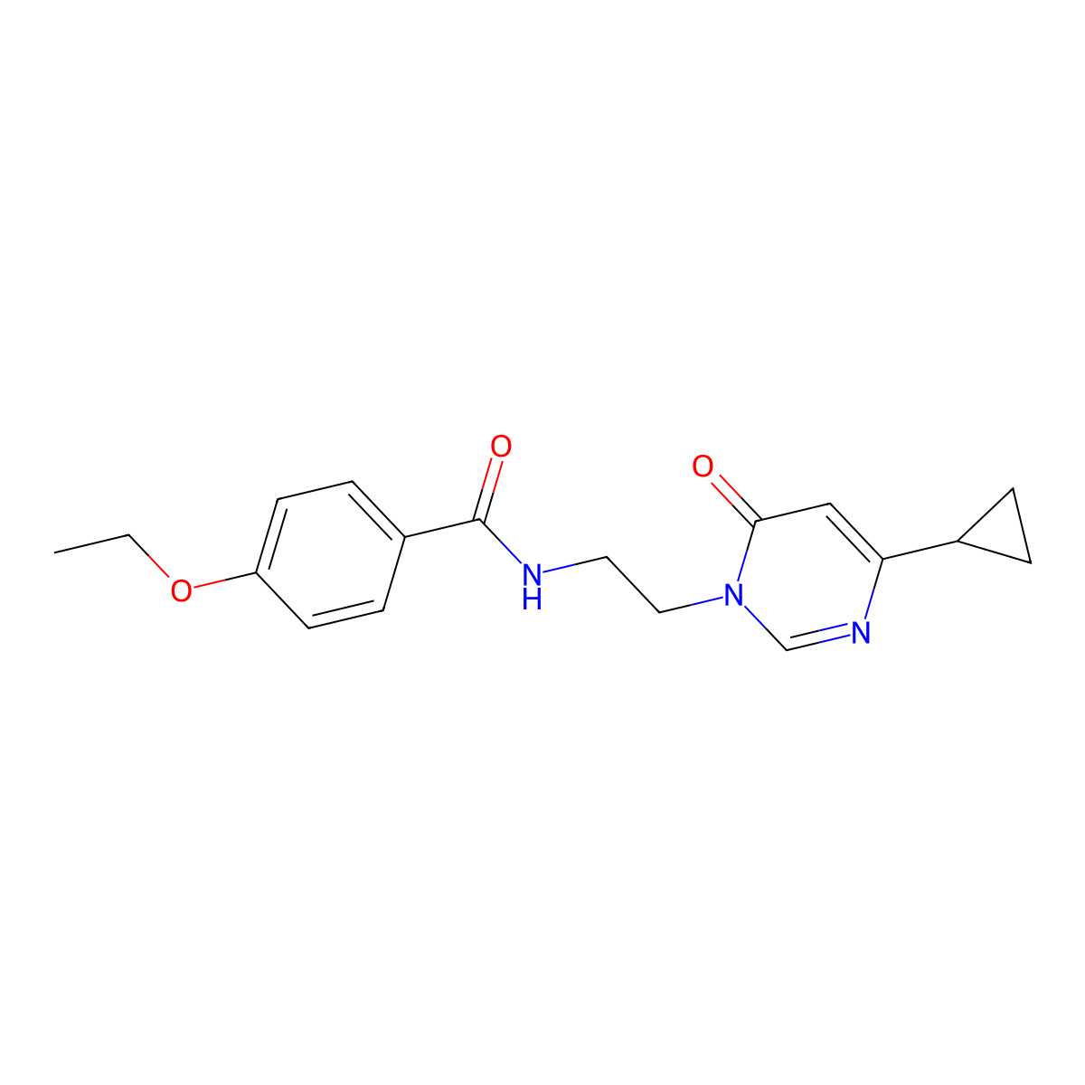 N-(2-(4-cyclopropyl-6-oxopyrimidin-1(6H)-yl)ethyl)-4-ethoxybenzamide molecular structure, CAS 2034589-58-5