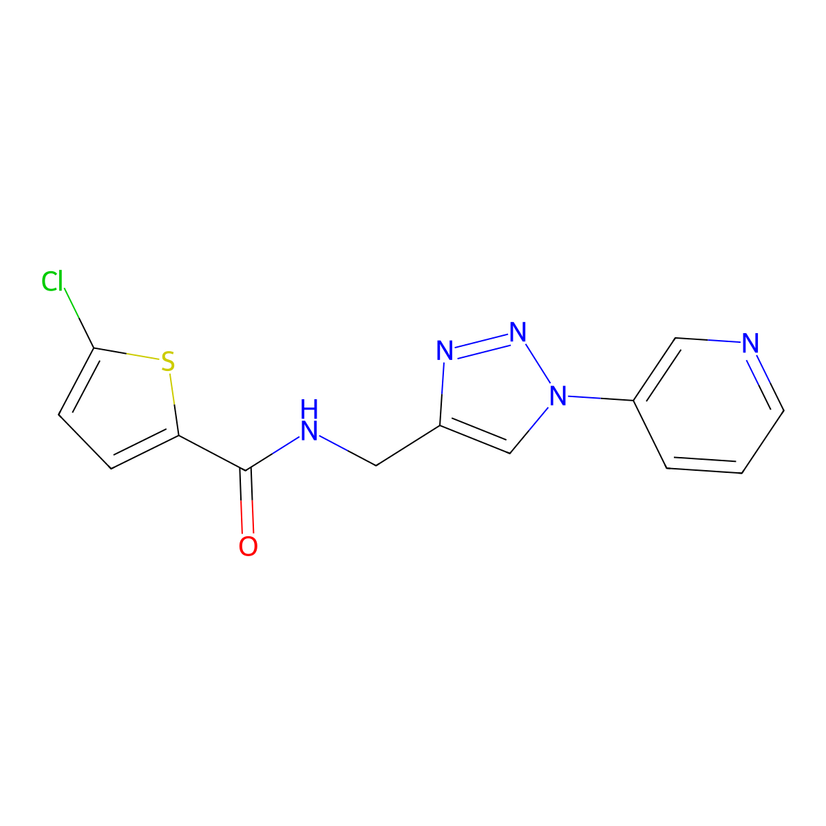 5-chloro-N-{[1-(pyridin-3-yl)-1H-1,2,3-triazol-4-yl]methyl}thiophene-2-carboxamide molecular structure, CAS 2034589-59-6