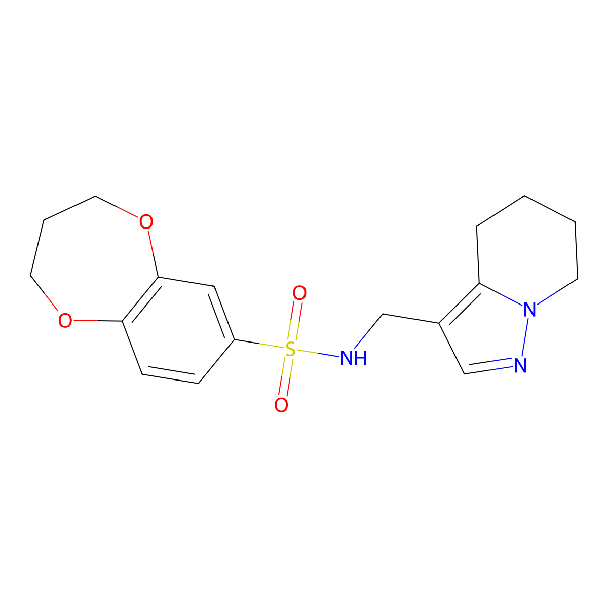 N-((4,5,6,7-tetrahydropyrazolo[1,5-a]pyridin-3-yl)methyl)-3,4-dihydro-2H-benzo[b][1,4]dioxepine-7-sulfonamide molecular structure, CAS 2034589-63-2